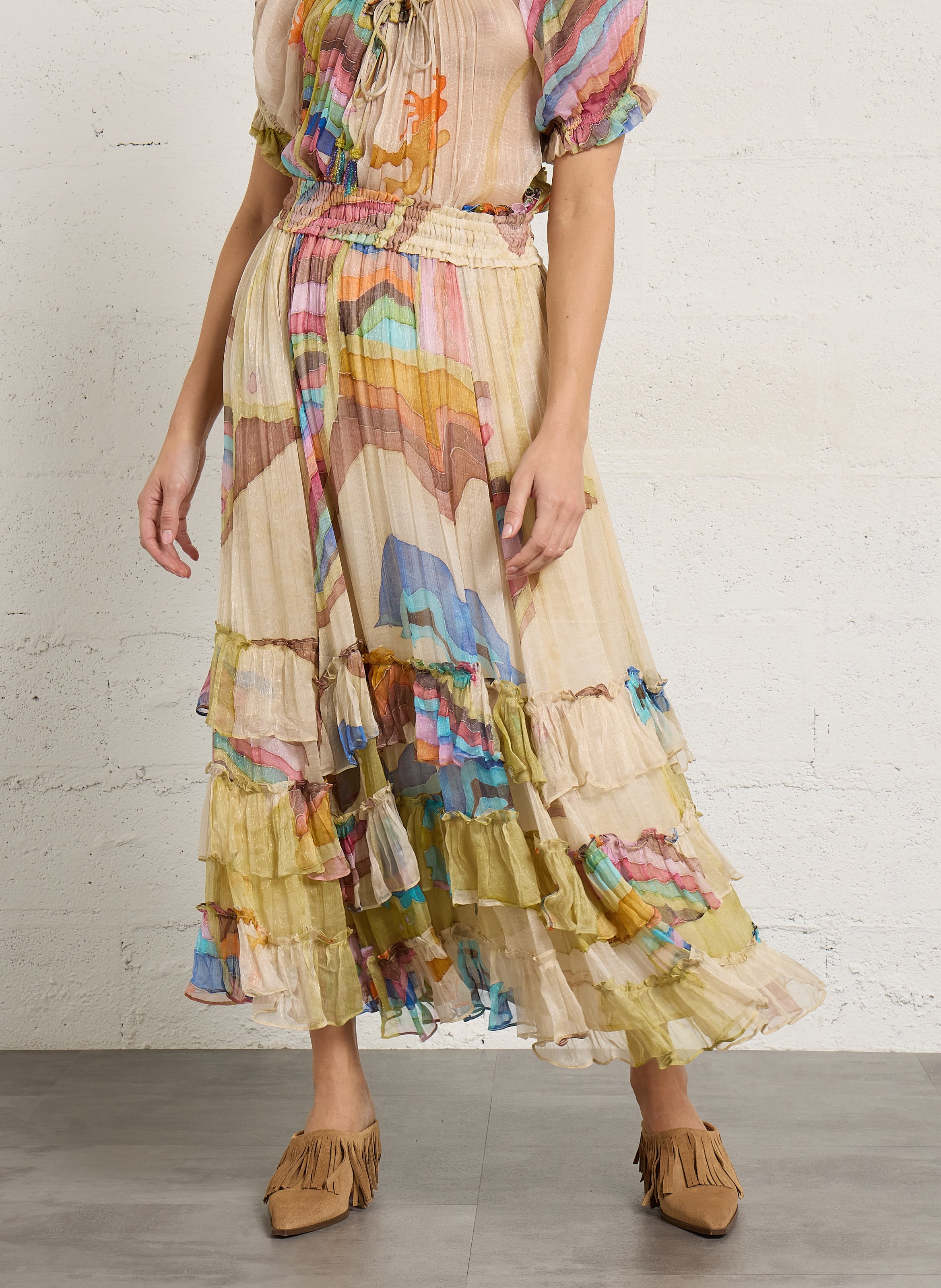 Lange, gerende rok MES DEMOISELLES Veelkleurig