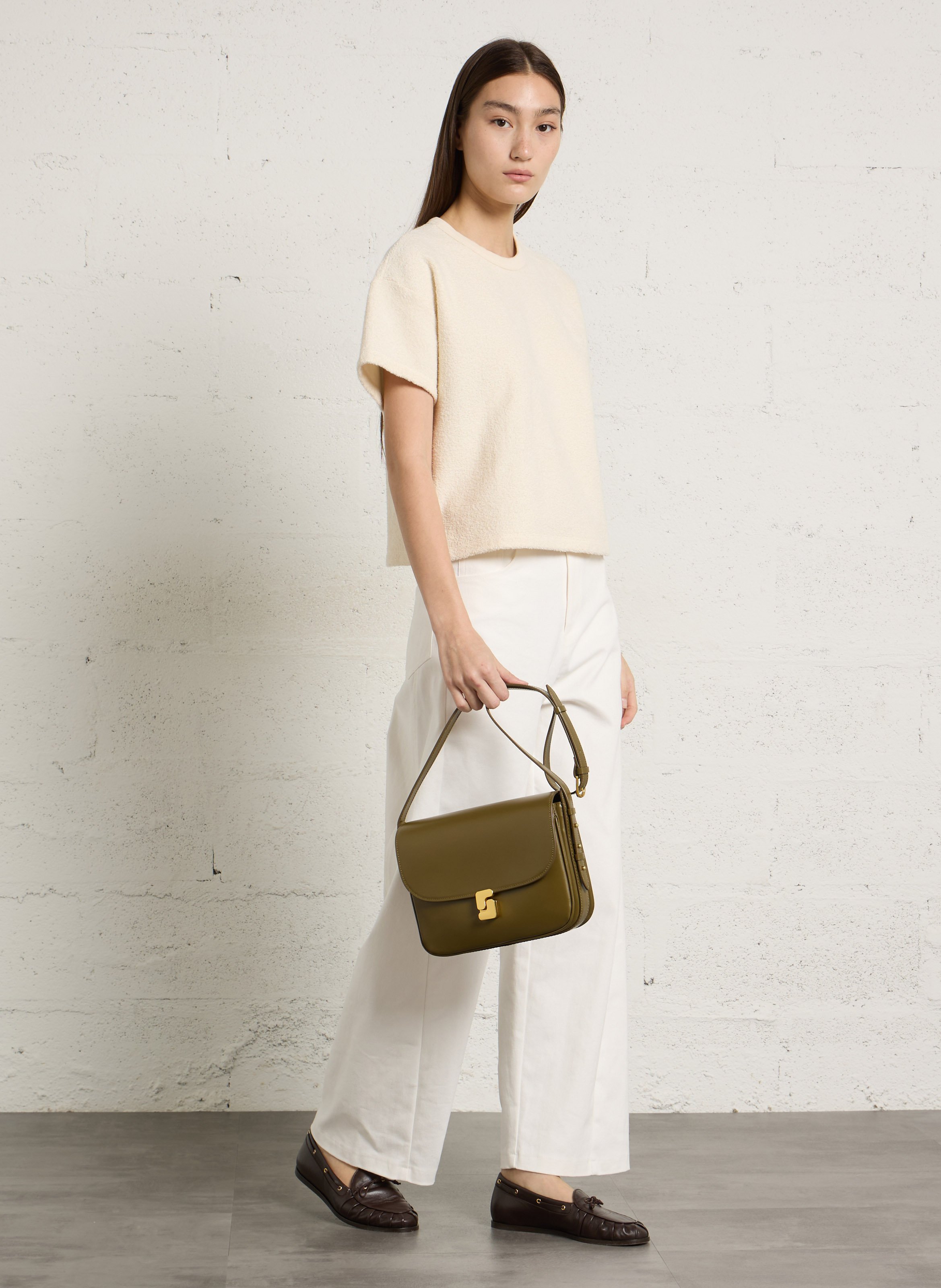 Leren clutch SOEUR Kaki