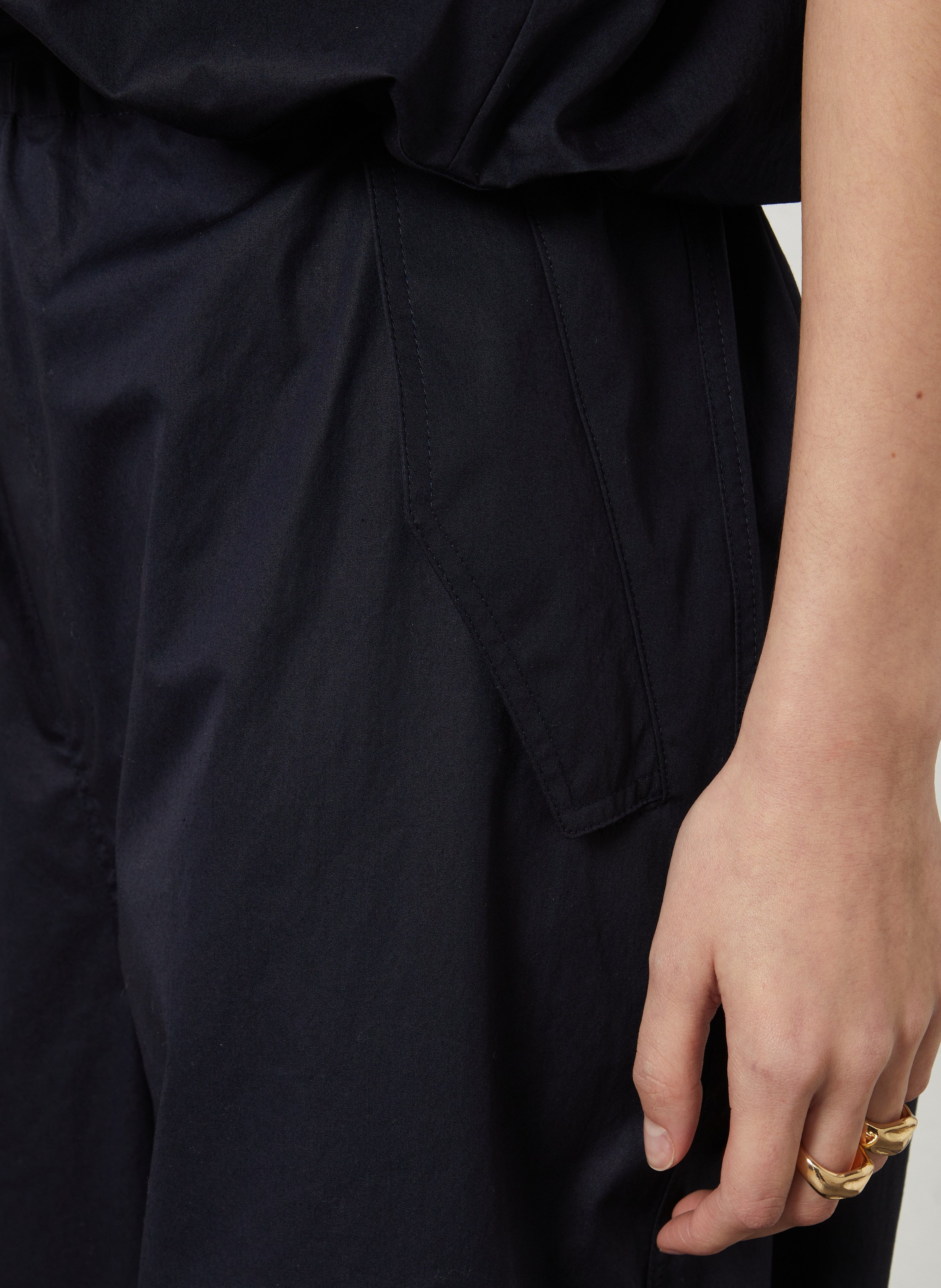 Pantalon élastiqué uni en coton RAE ANTWERP Bleu