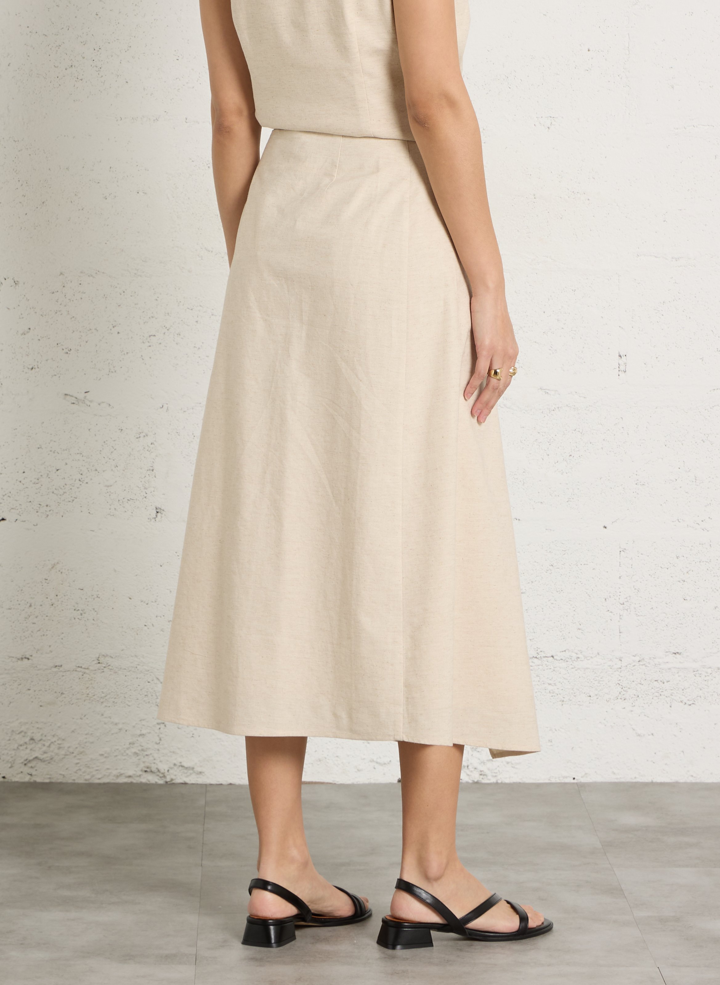 Jupe midi portefeuille à perles LA PETITE ETOILE Blanc