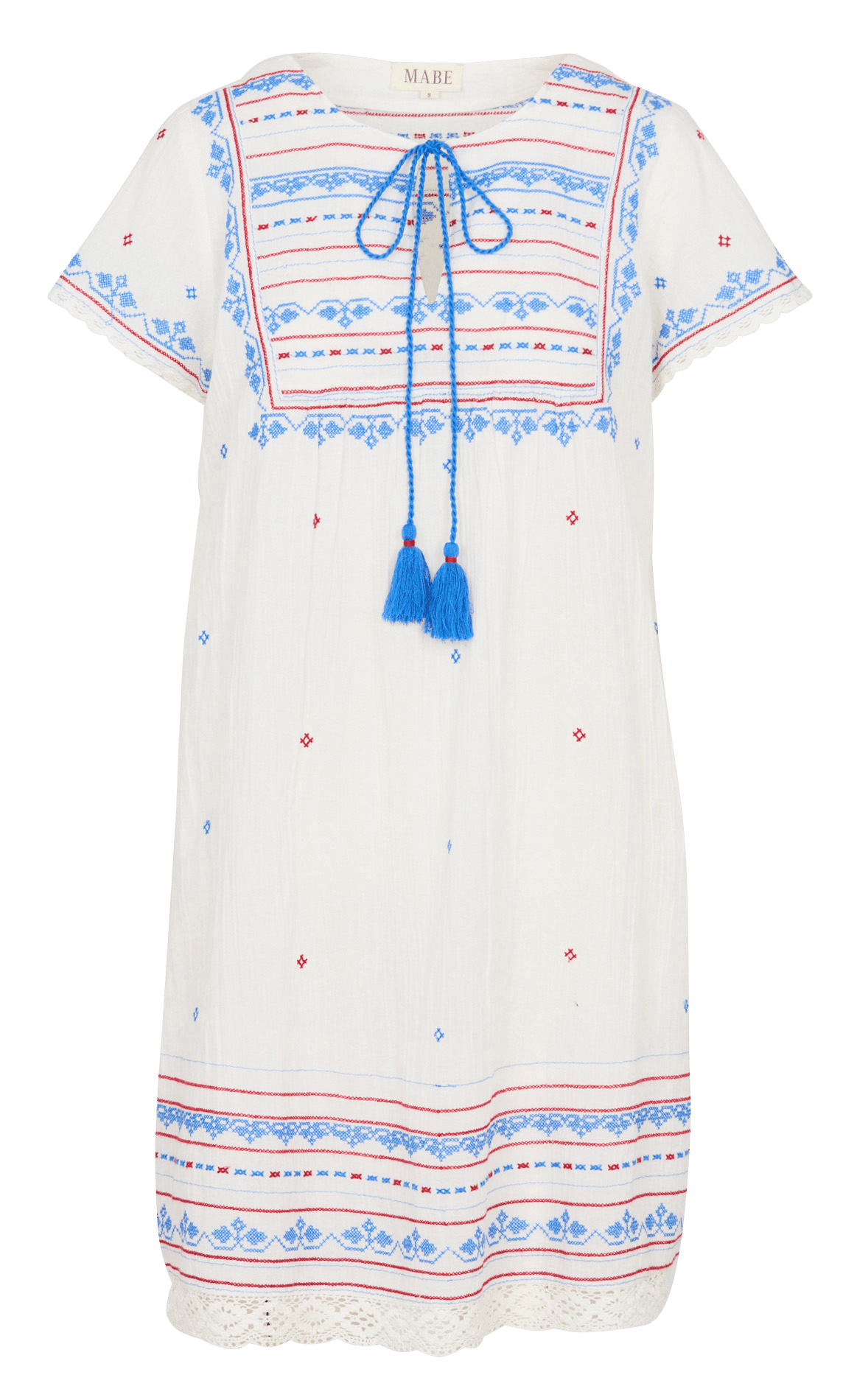 Short cotton henley dress M.A.B.E White