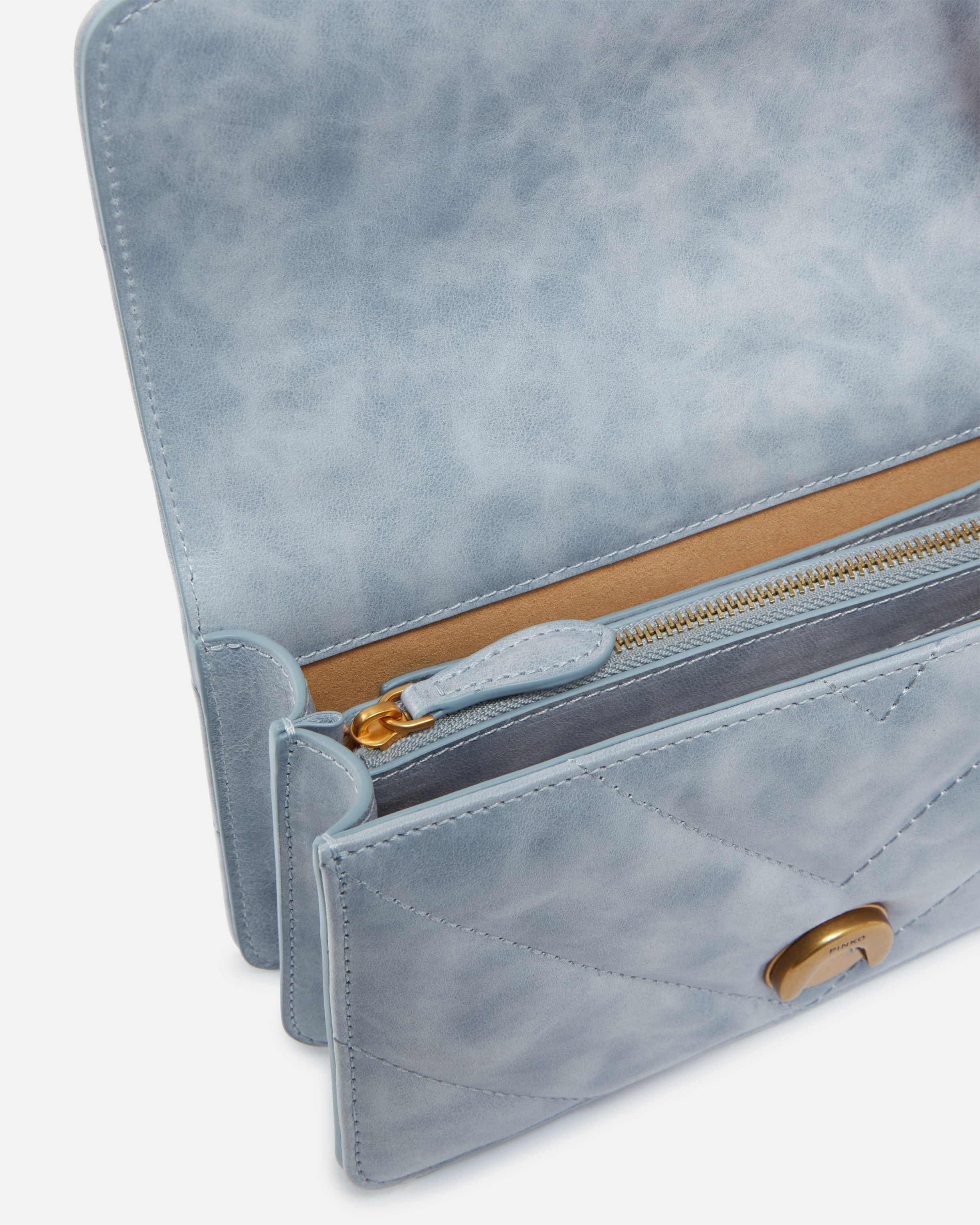 Mini love bag shoulder bag in distressed leather PINKO Blue