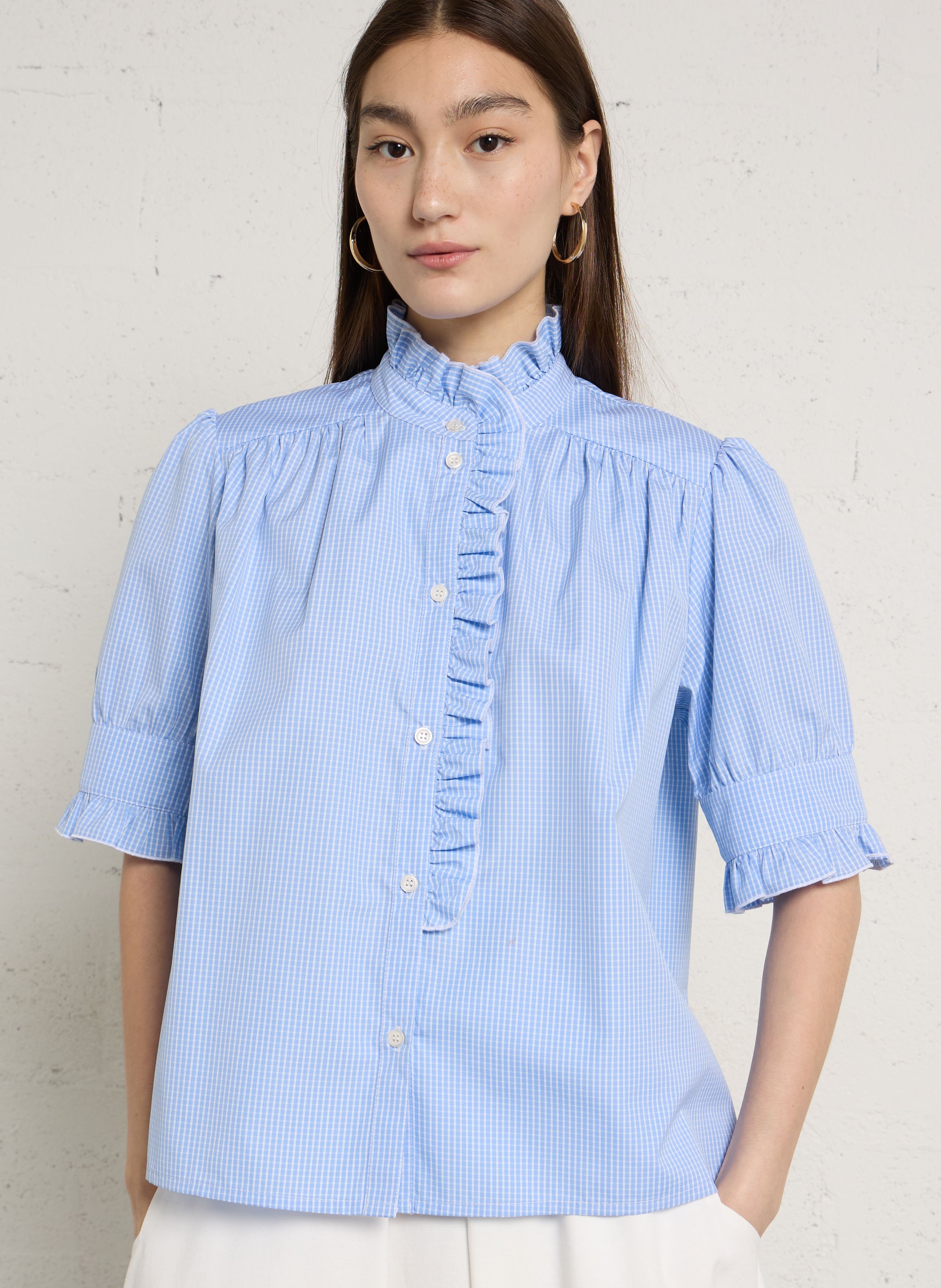Baumwollbluse mit Stehkragen SUZIE WINKLE Blau