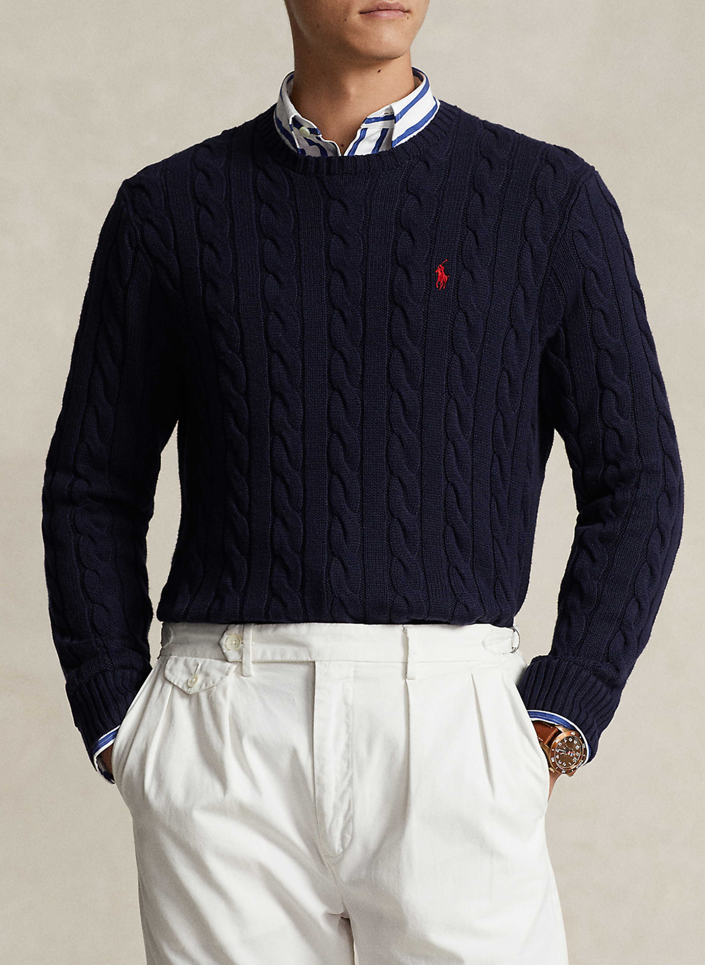 Regular-fit round-neck cotton sweater POLO RALPH LAUREN Blue