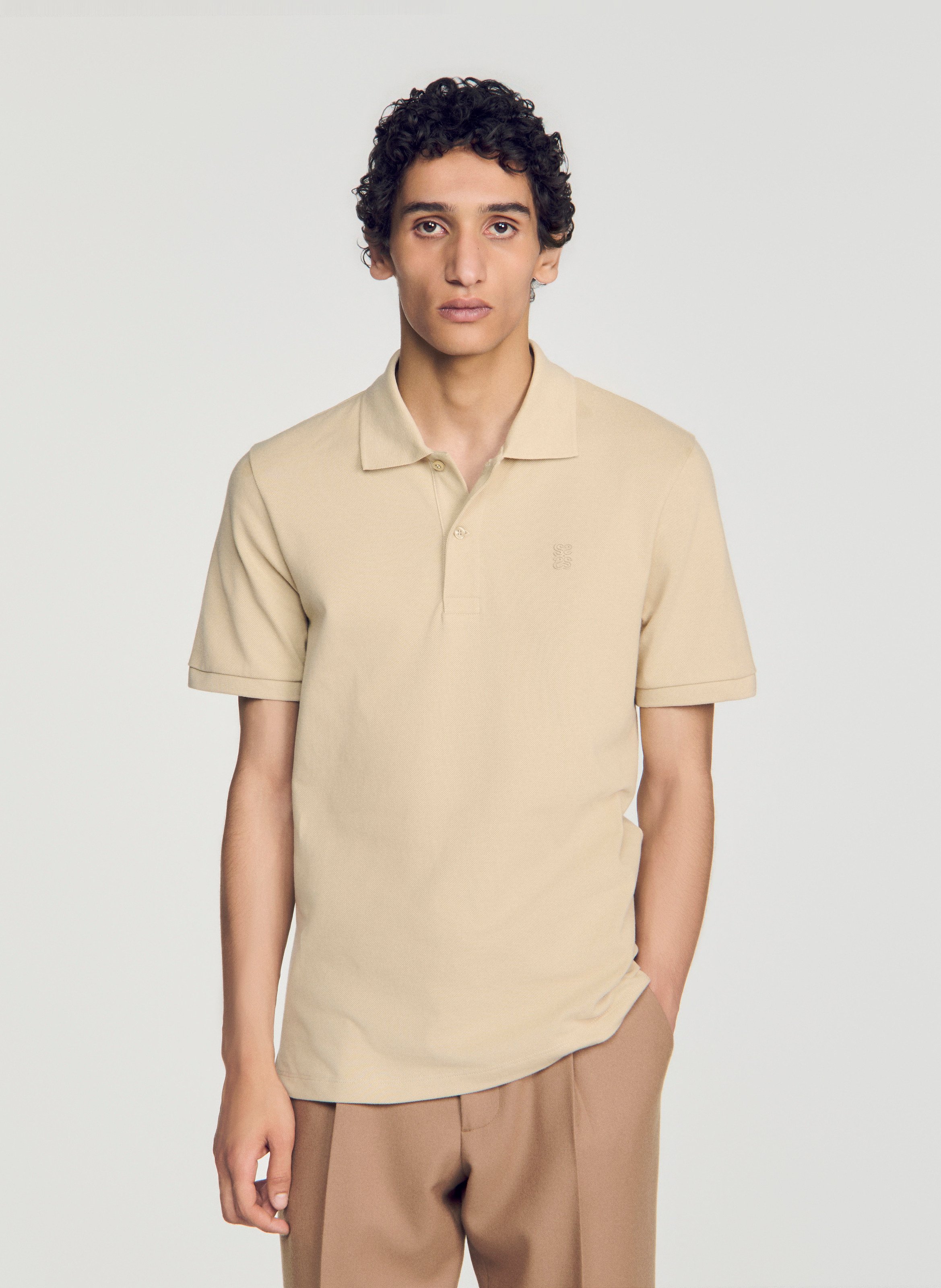 Kurzärmliges Poloshirt SANDRO Beige