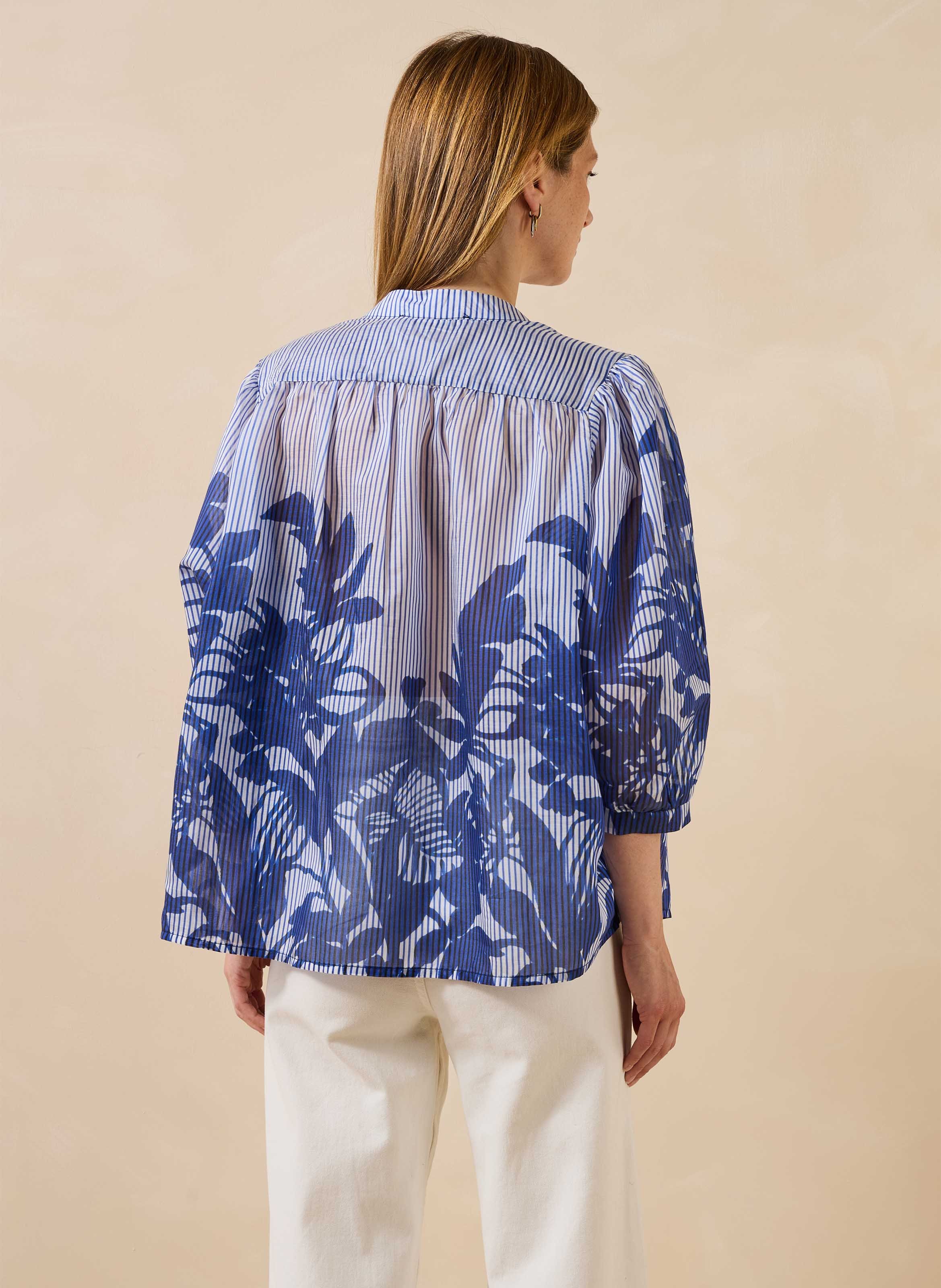 Loose-fit shirt with mandarin collar LA FEE MARABOUTEE Blue