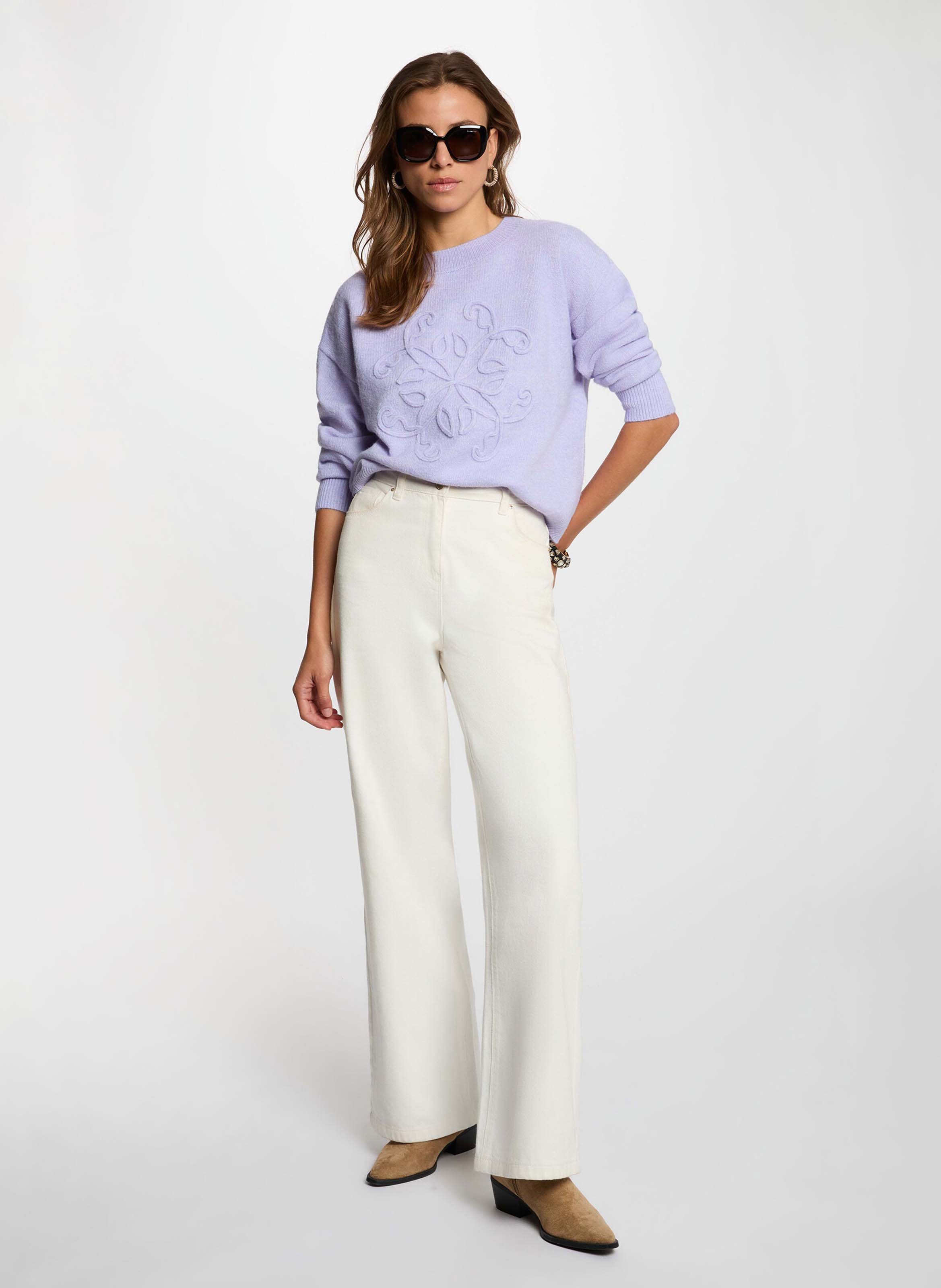 Pull oversize col rond MORGAN Purple