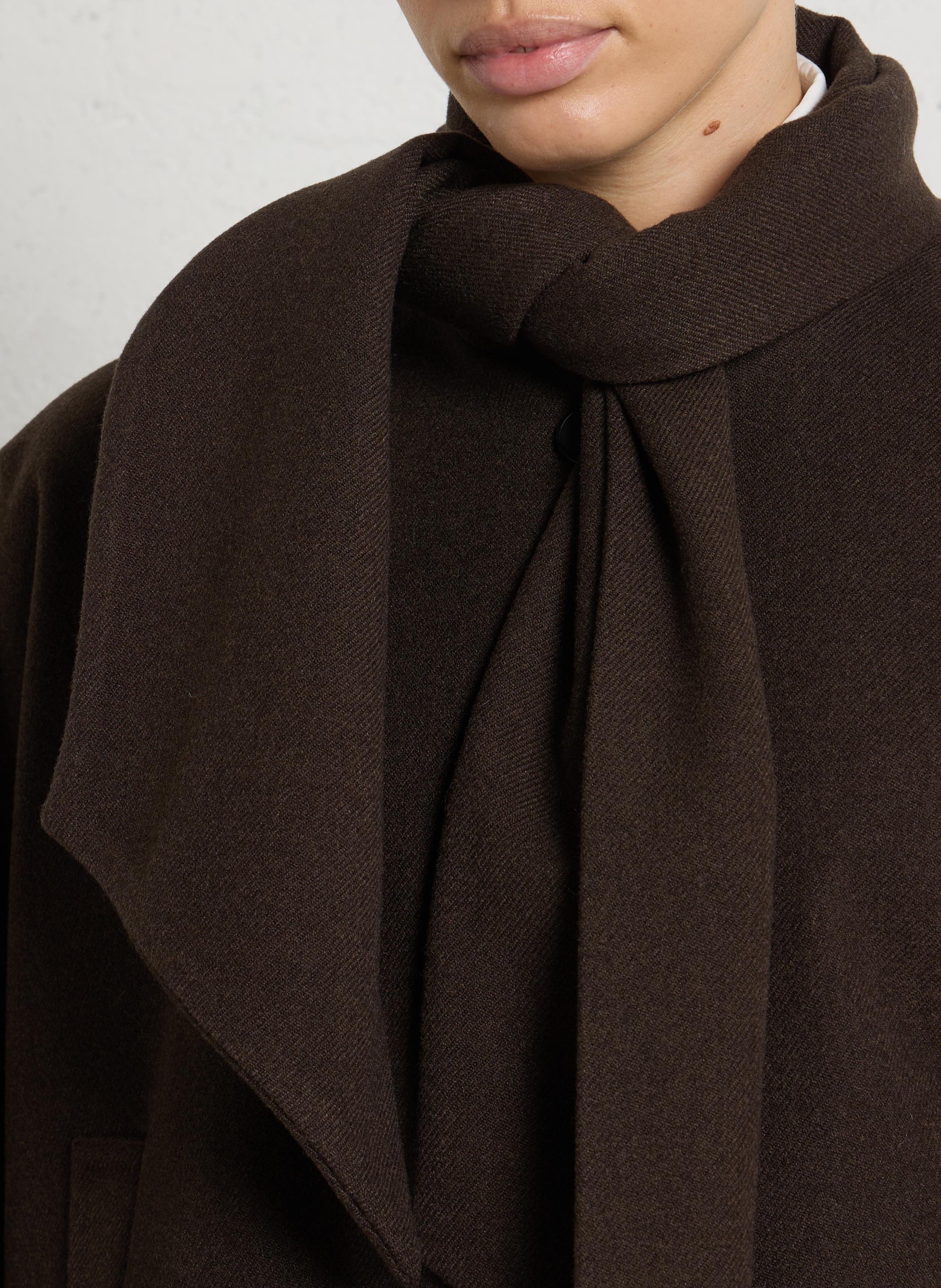 Short Oversized Solid Color Coat PLEASE Brown