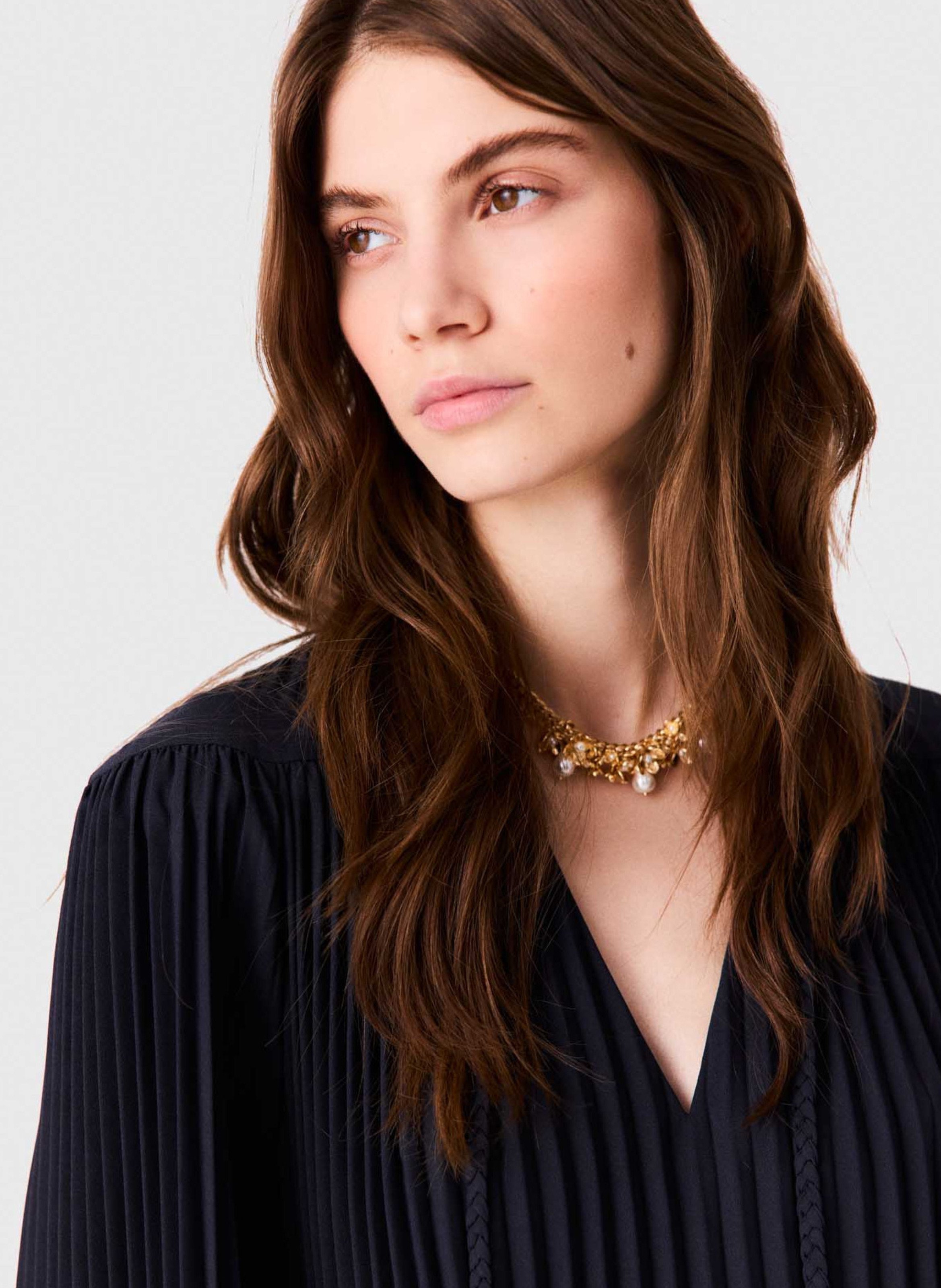 Ketting met parel bloemen MAJE Goudkleurig