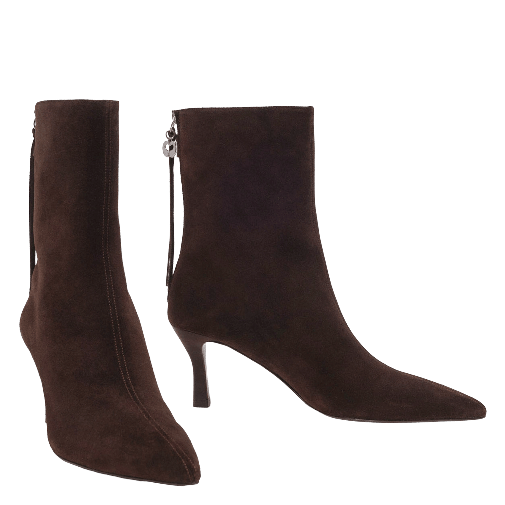 Stiletto leather mid-calf boots MAJE Brown
