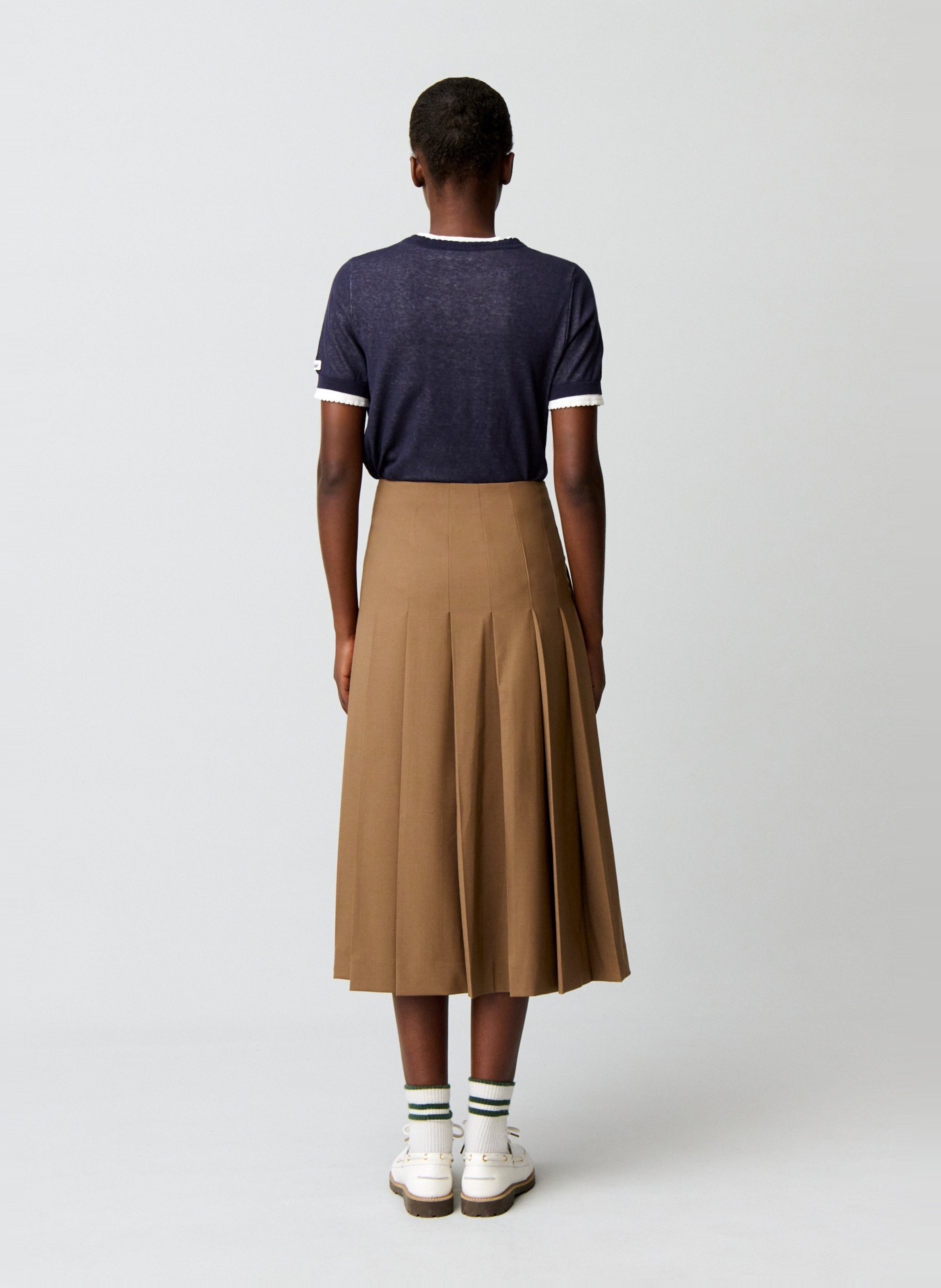 Geplooide midi-rok in effen kleur CLAUDIE PIERLOT Beige