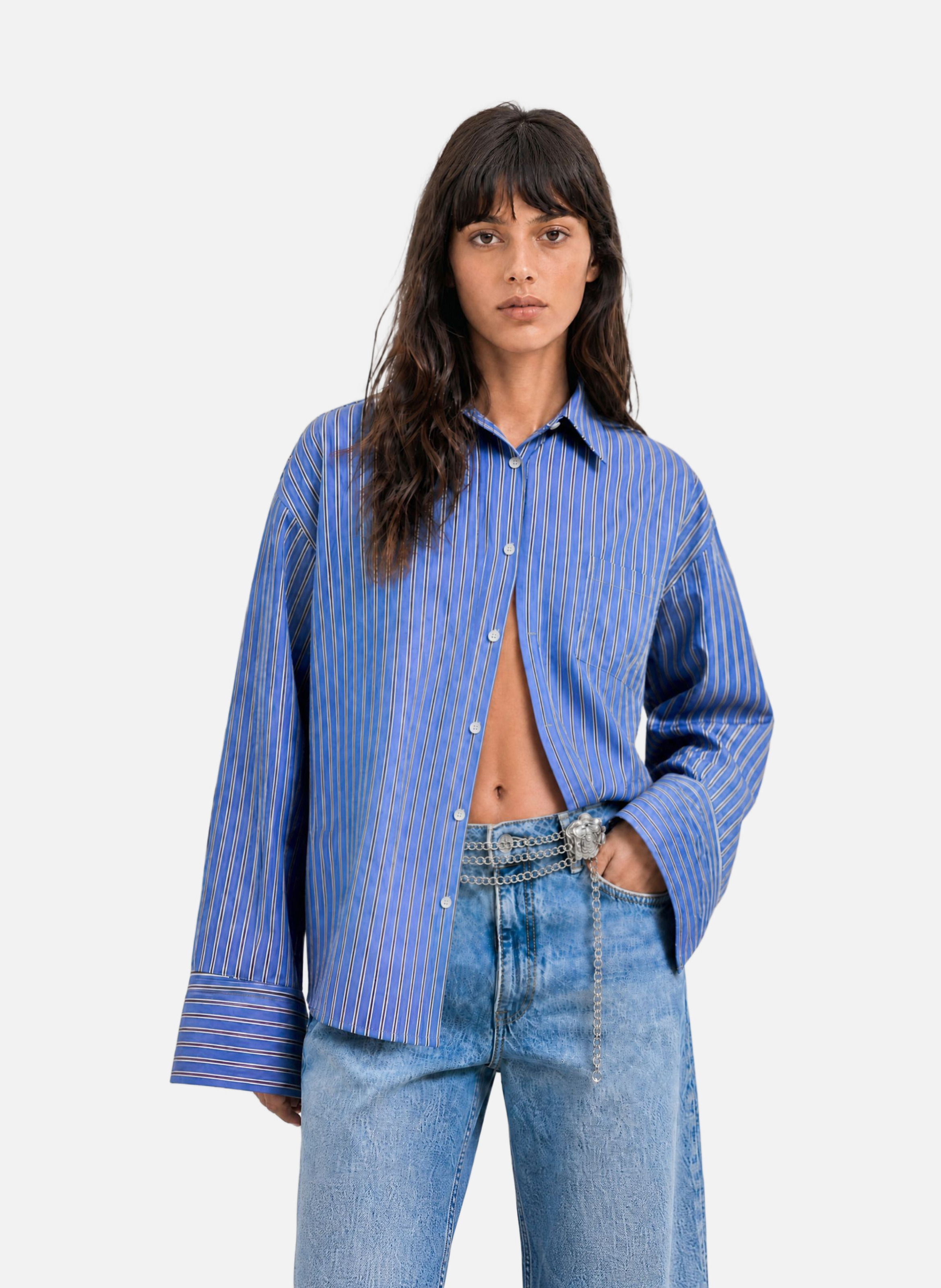 Striped cotton shirt THE KOOPLES Blue