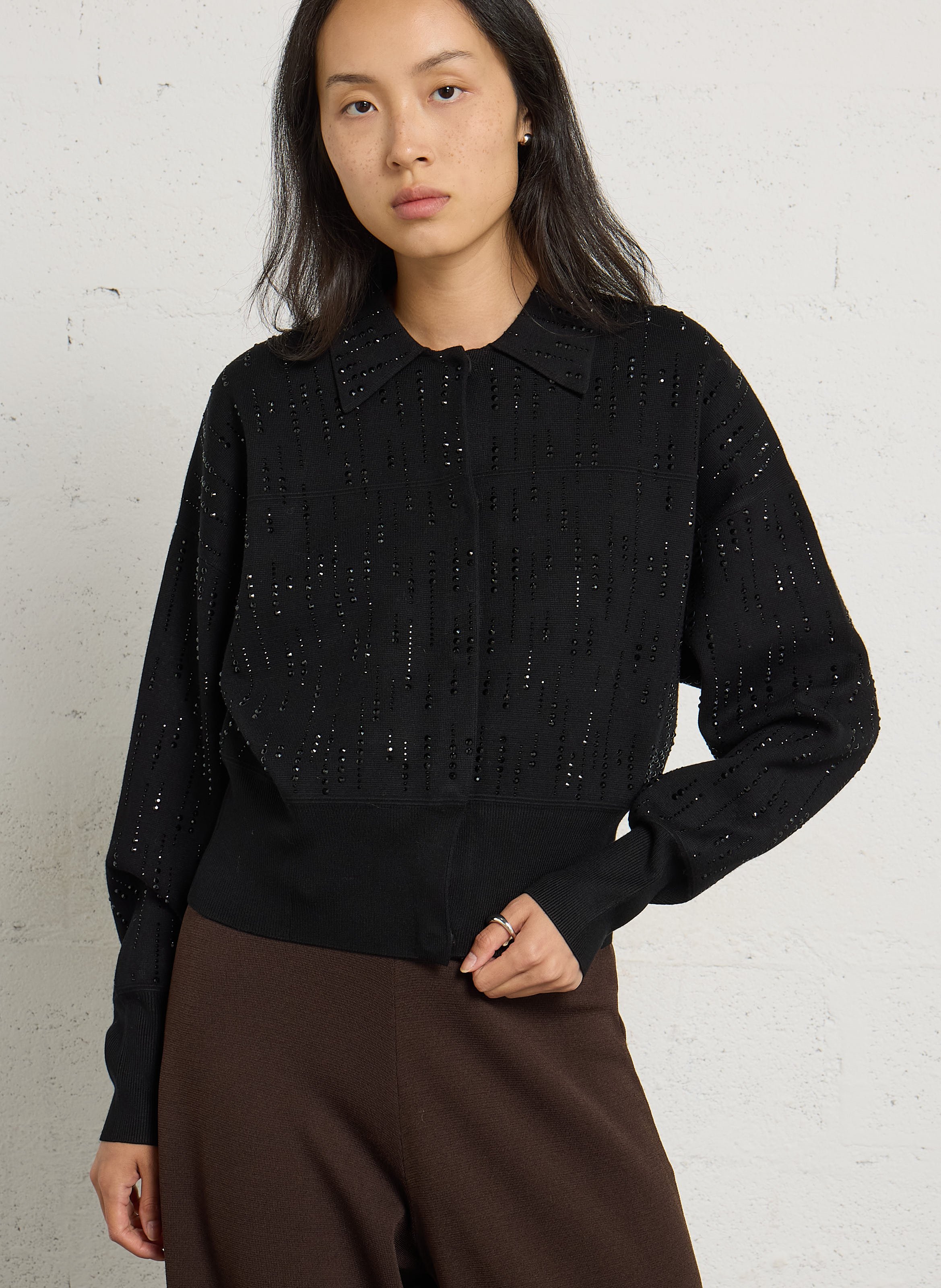 Classic collar vest with rhinestones LIU JO Black