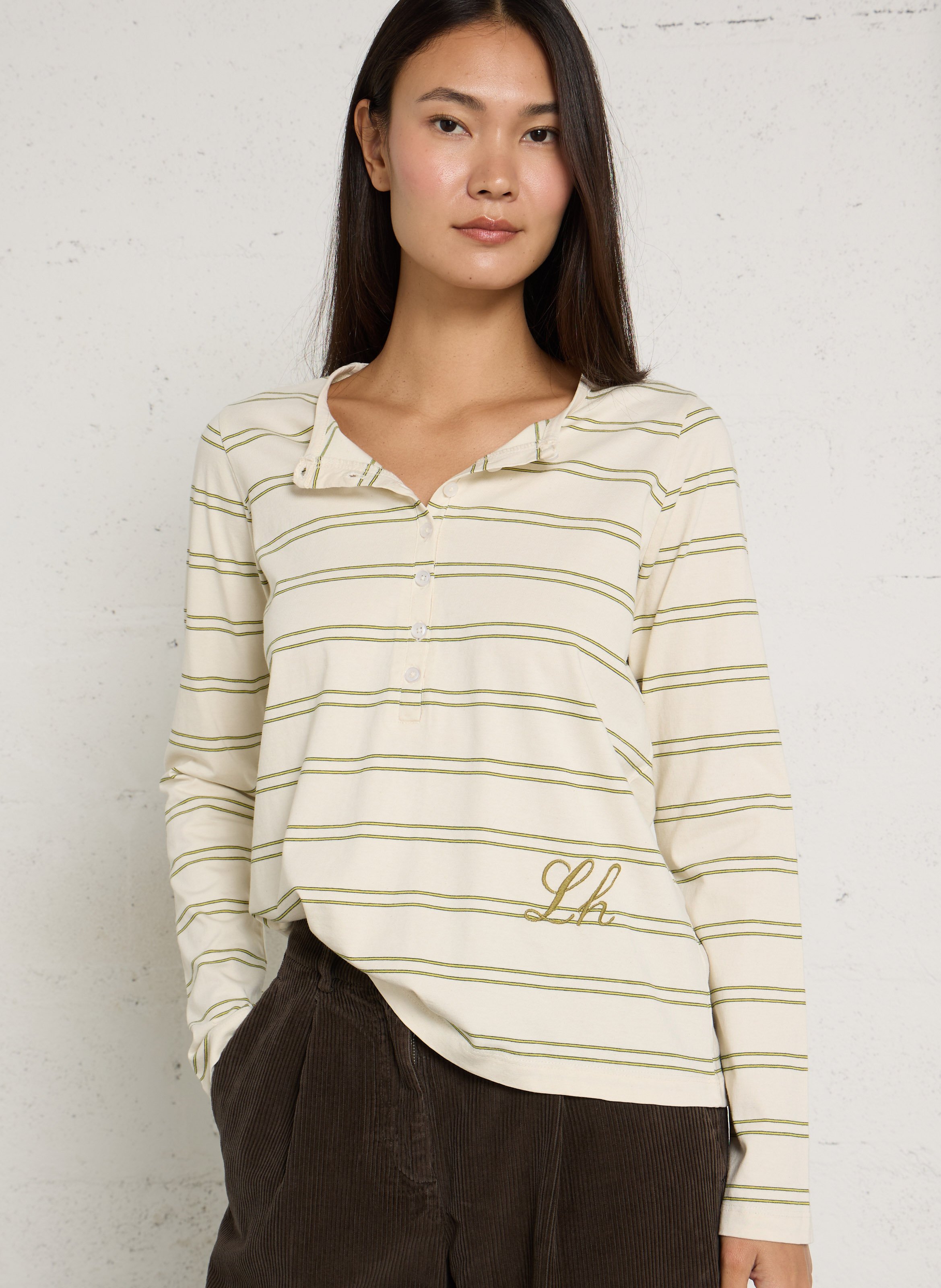 Striped organic cotton T-shirt LEON & HARPER White