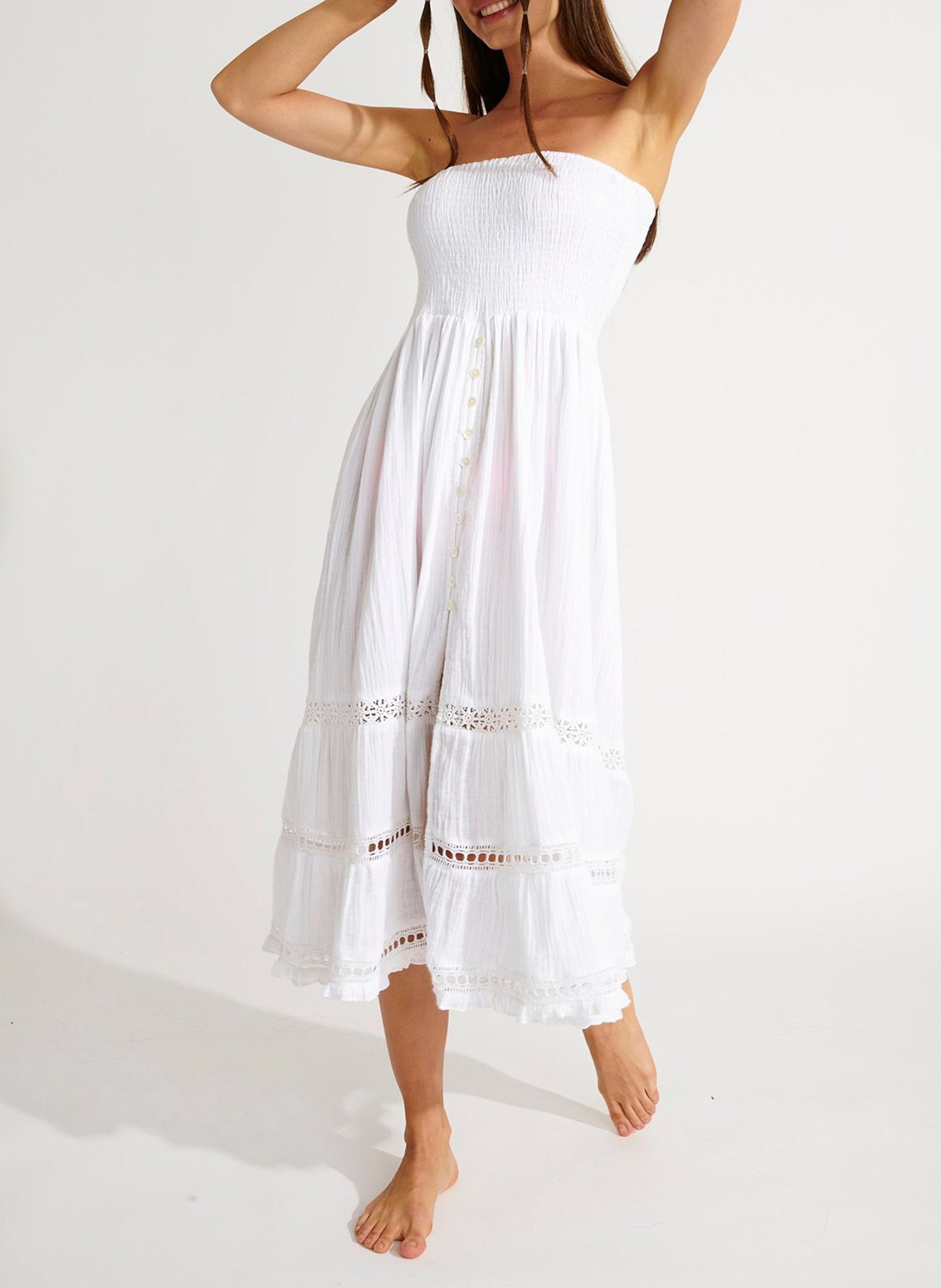 Bustier midi dress BANANA MOON White