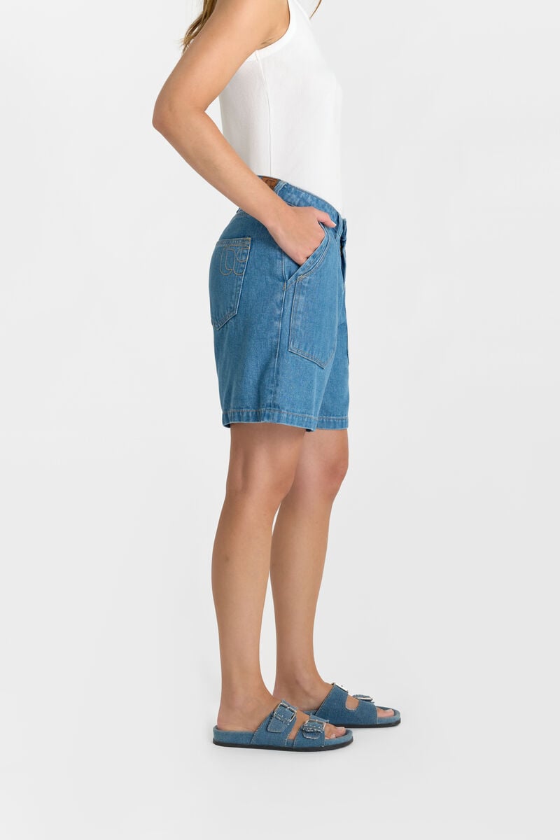 Short zippé taille haute en jeans LE TEMPS DES CERISES Bleu