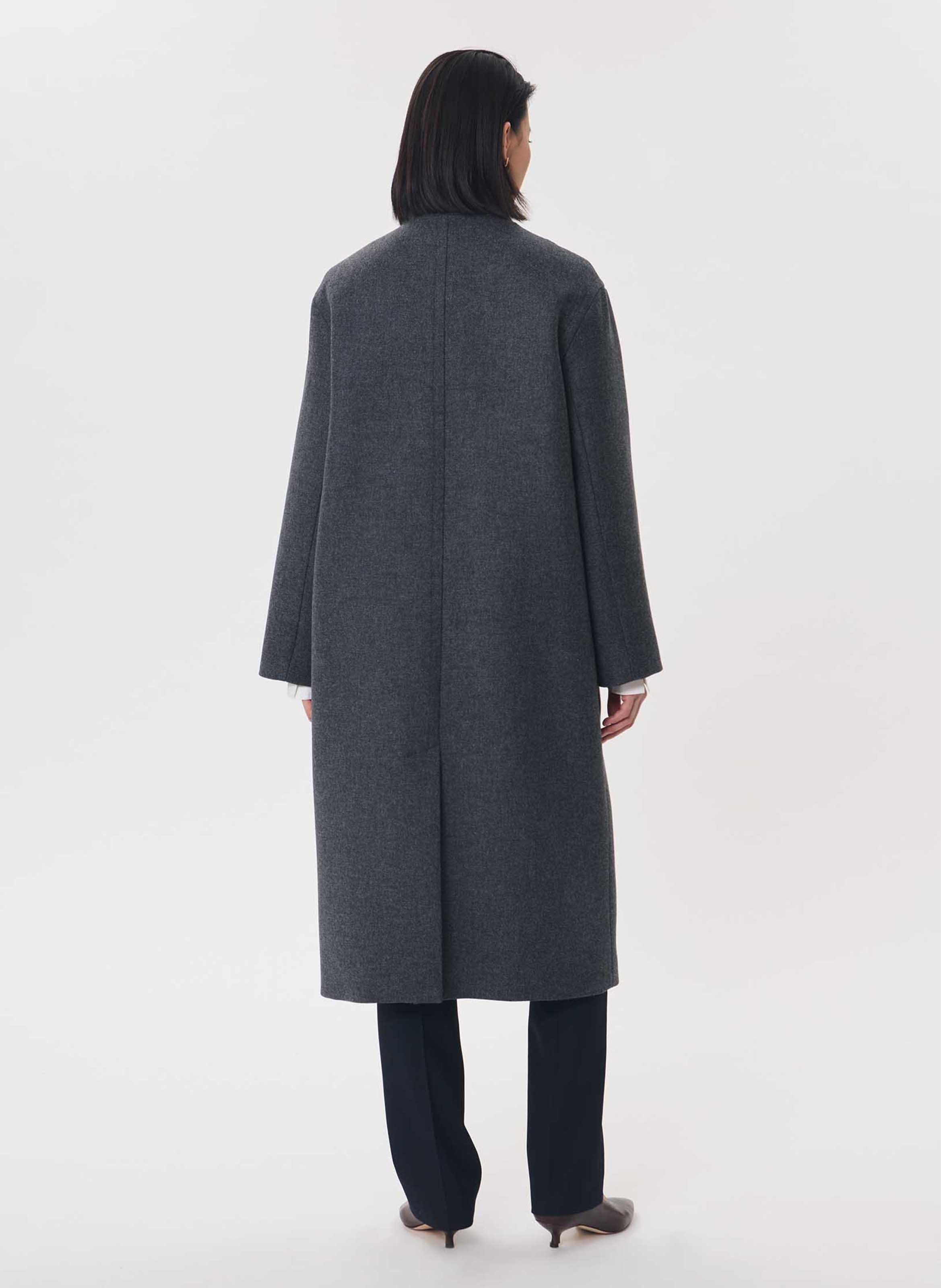 Manteau long uni en laine mélangée TARA JARMON Gris
