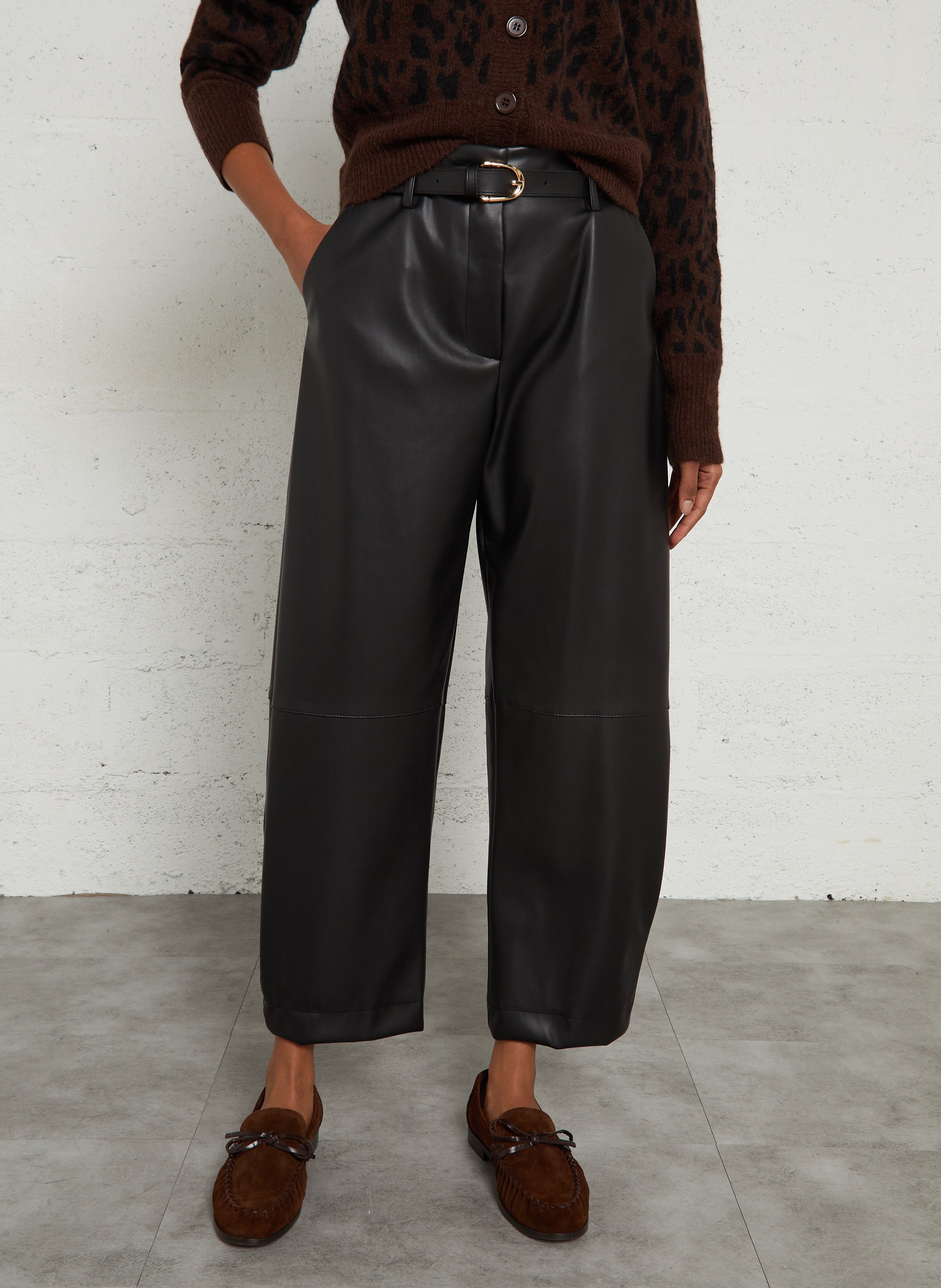 Leather-effect balloon trousers with belt IMPERIAL