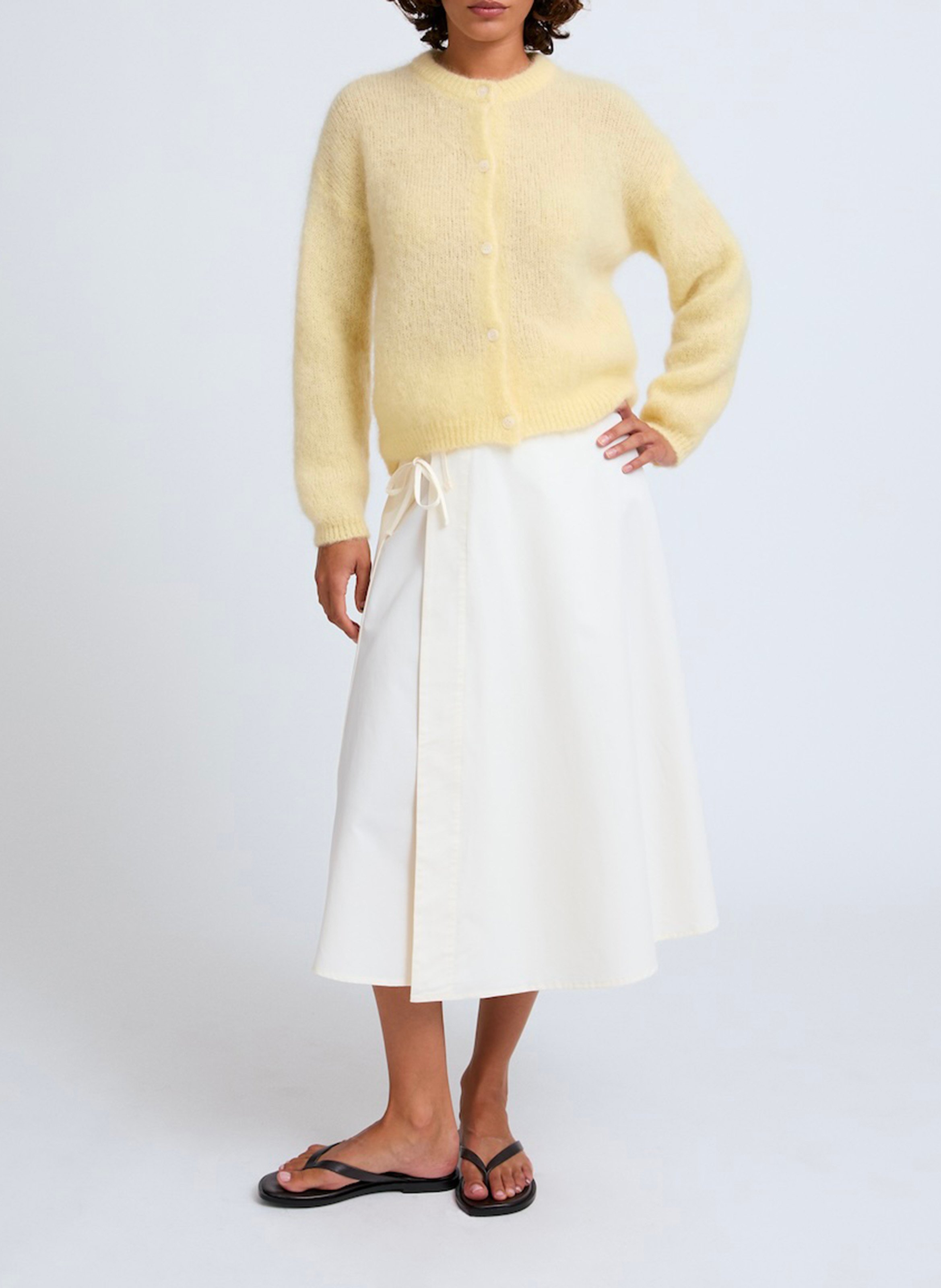 Gilet ample col rond en mohair mélangé SURPRISE Jaune
