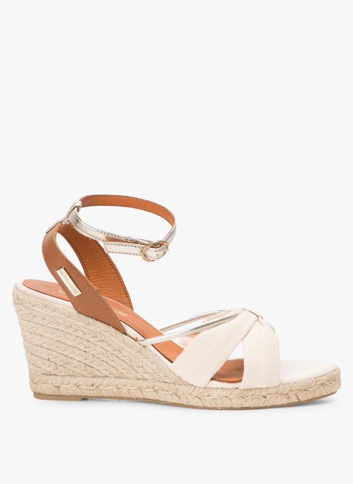 Sandales compens es en coton recycl Beige