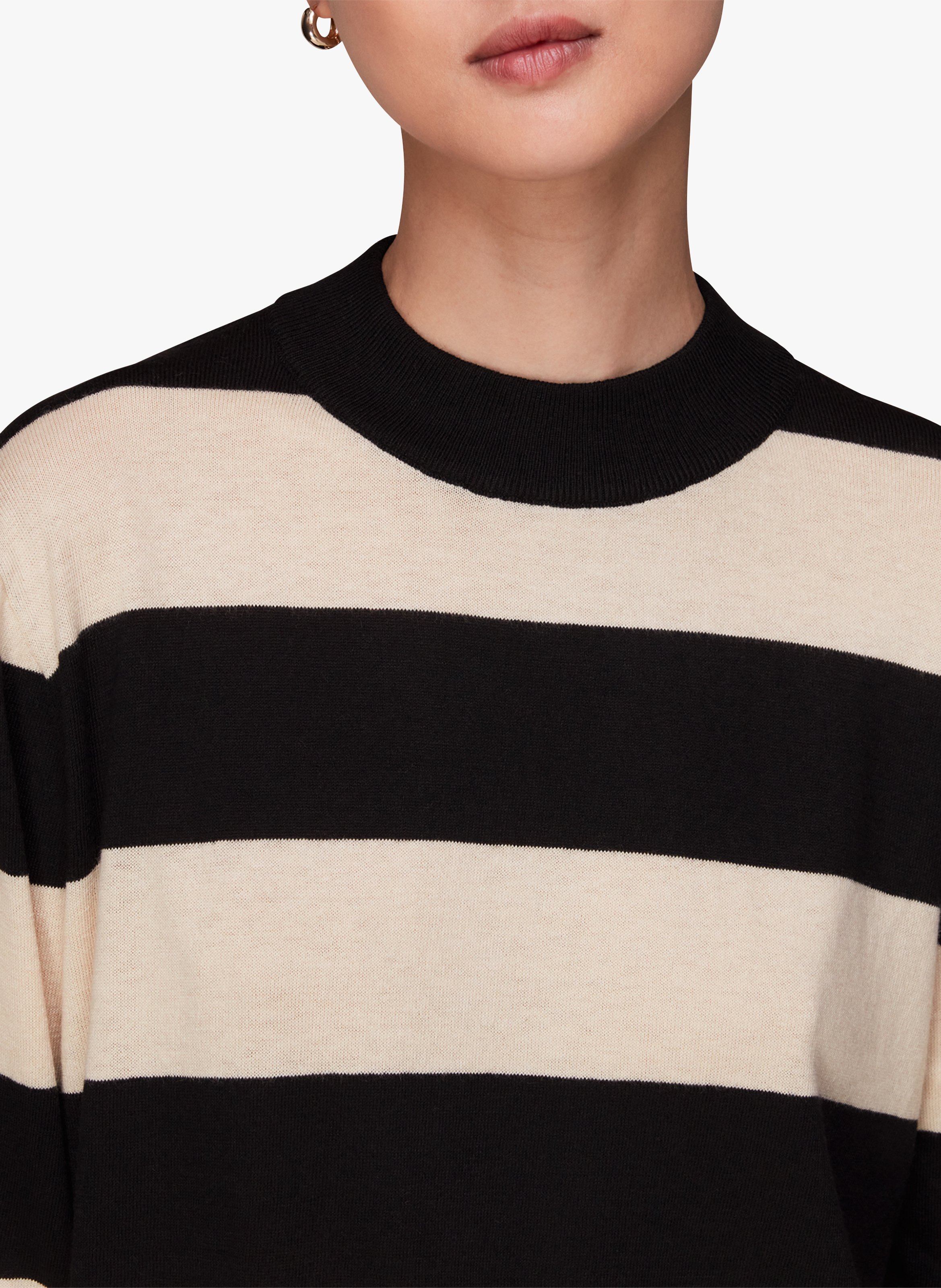 Striped Highneck Sweater Black Multi Whistles Women Place des