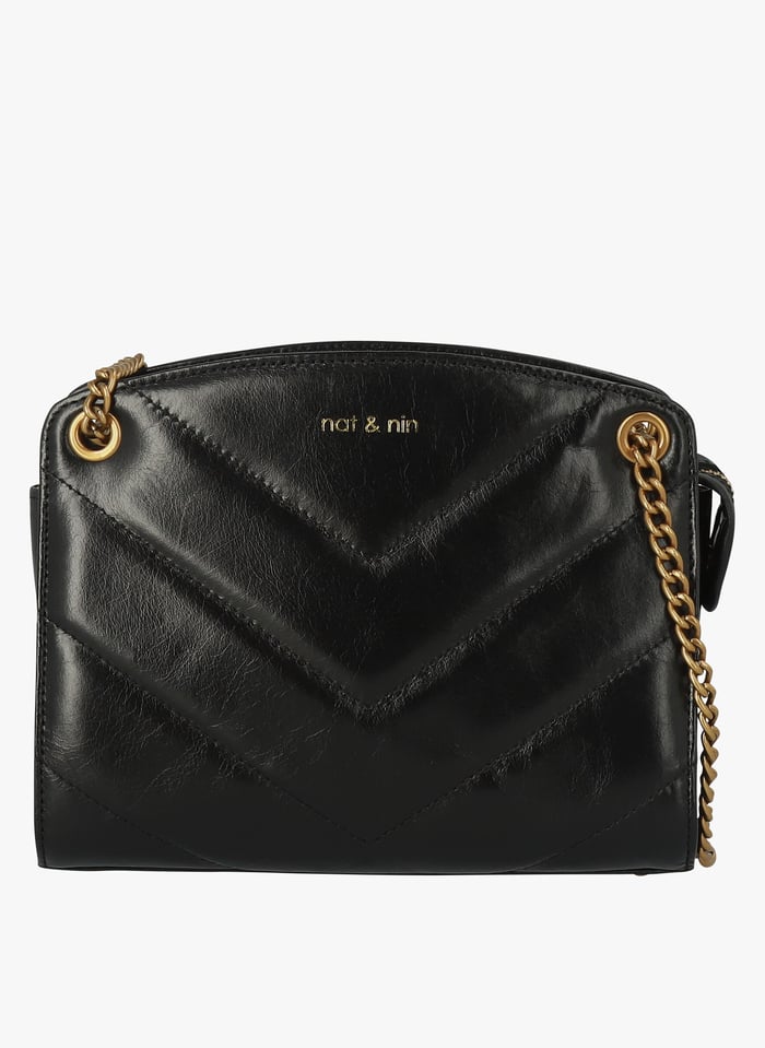 Sac Bandouli re Matelass En Cuir Mini Simone Noir Glace Nat Nin