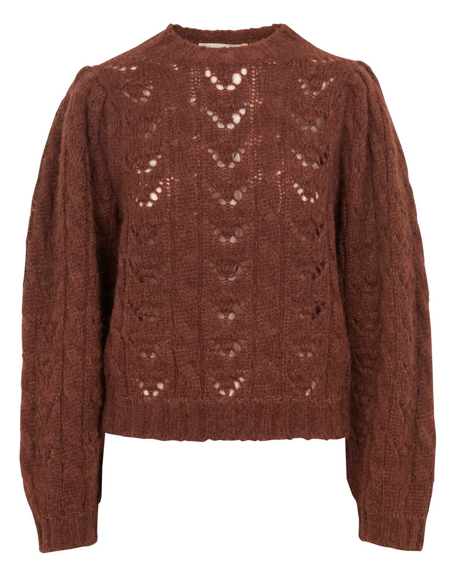 Regular-fit wool-blend sweater with round neckline BELLEPIECE Brown