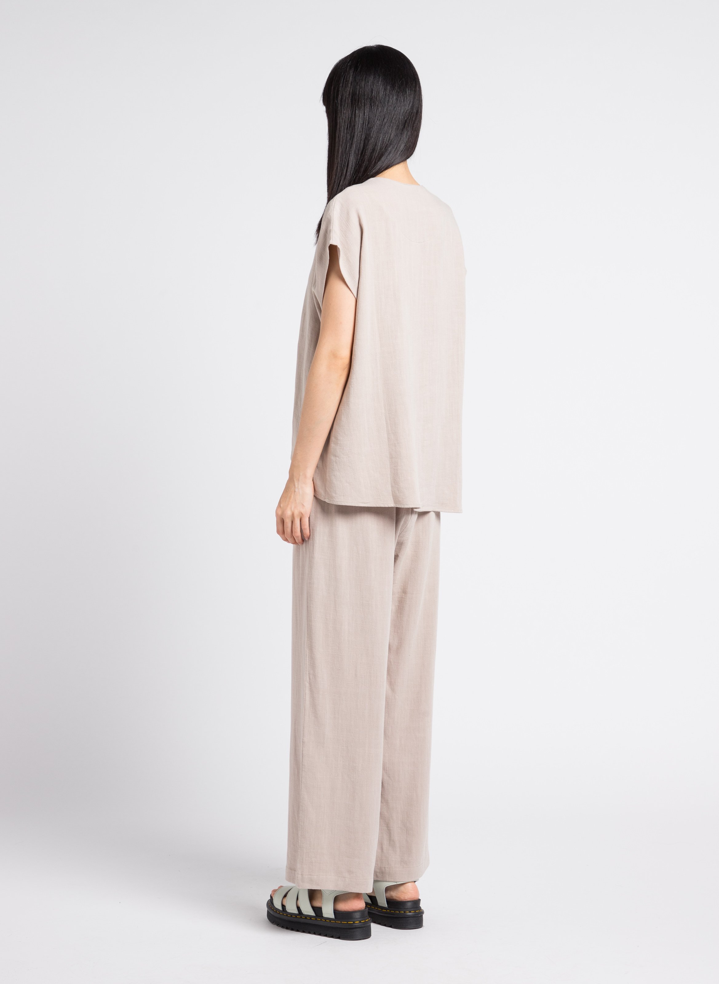 Top ample à encolure ronde uni RITA ROW Beige