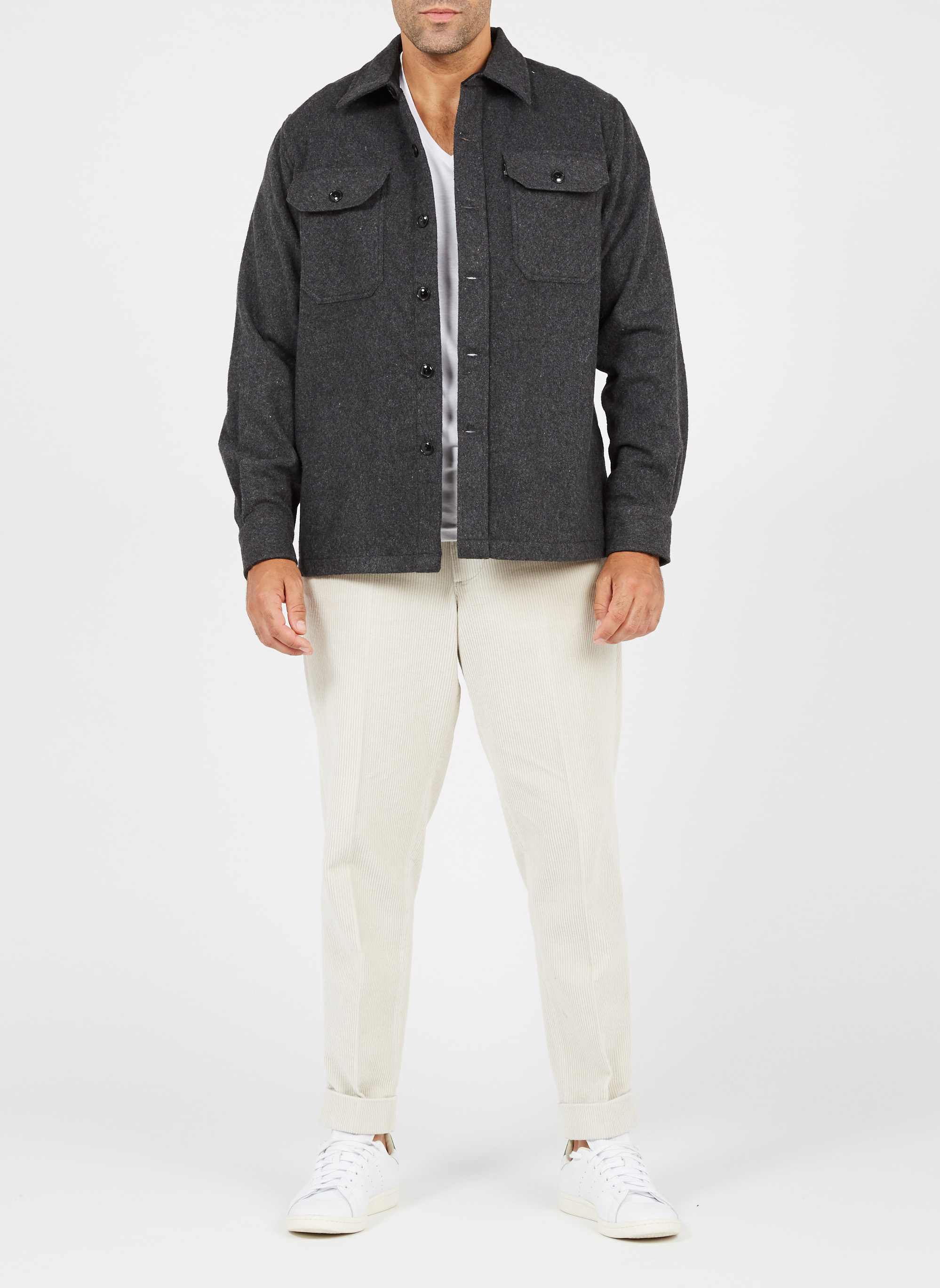 Overshirt with classic collar SCHOTT Grey