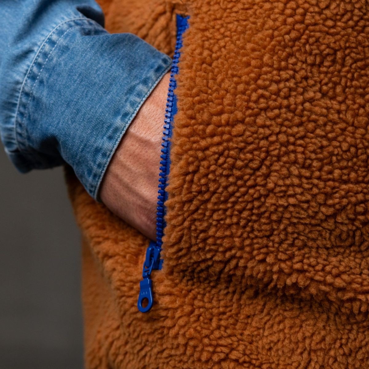 Sleeveless Sherpa Zip-Up Vest BILLYBELT Brown