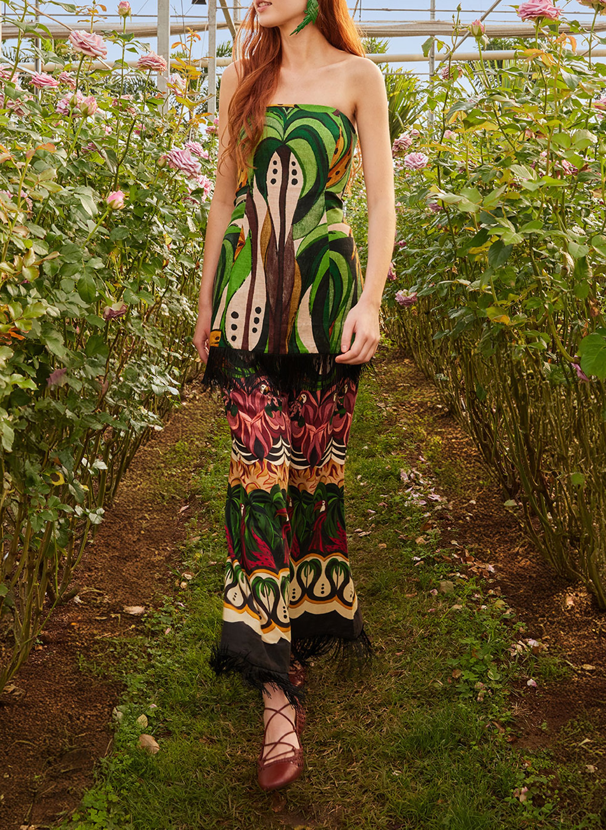 Bustier imprimé à finitions franges FARM RIO Multicolore