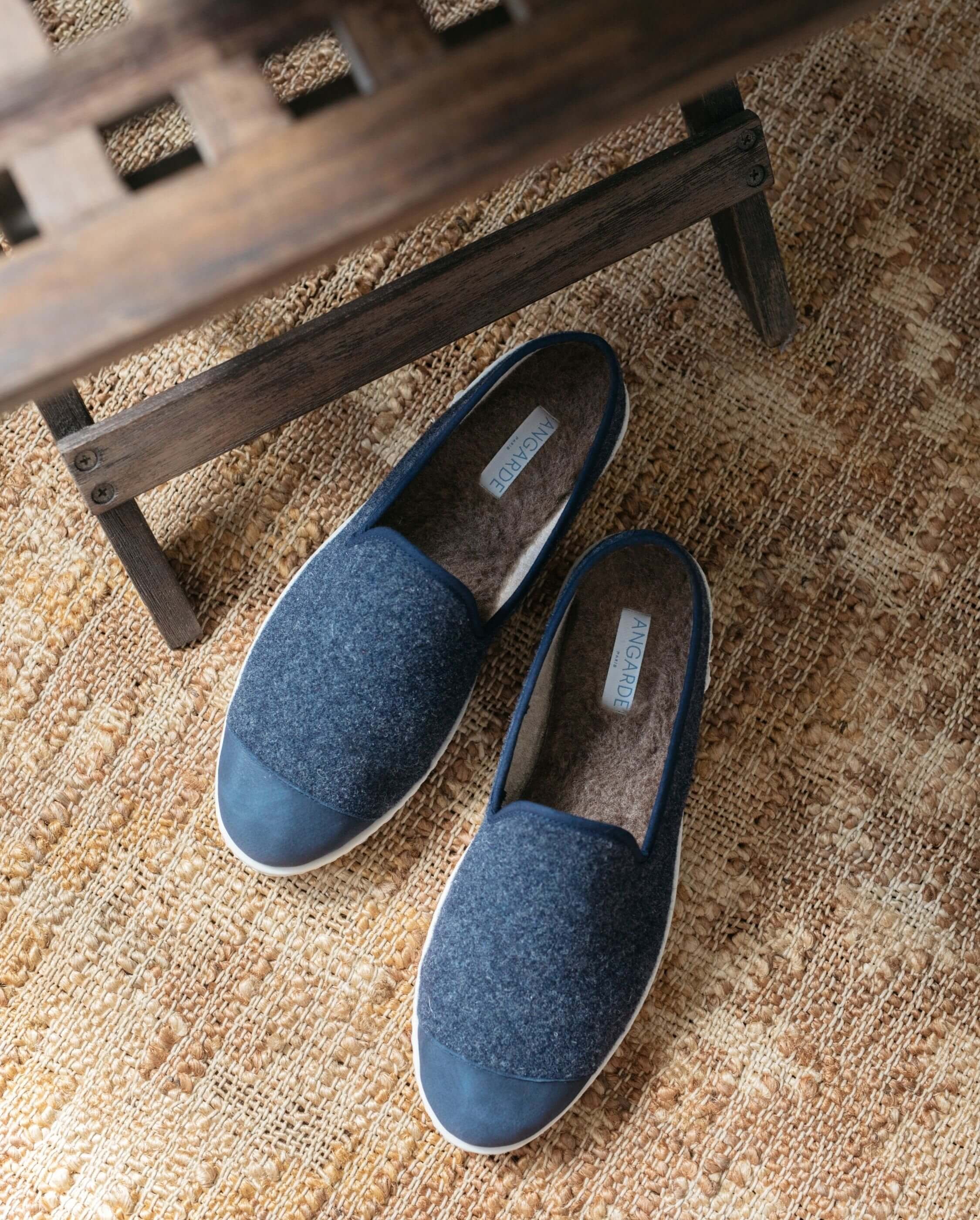 Men's wool slipper, navy blue ANGARDE Blue