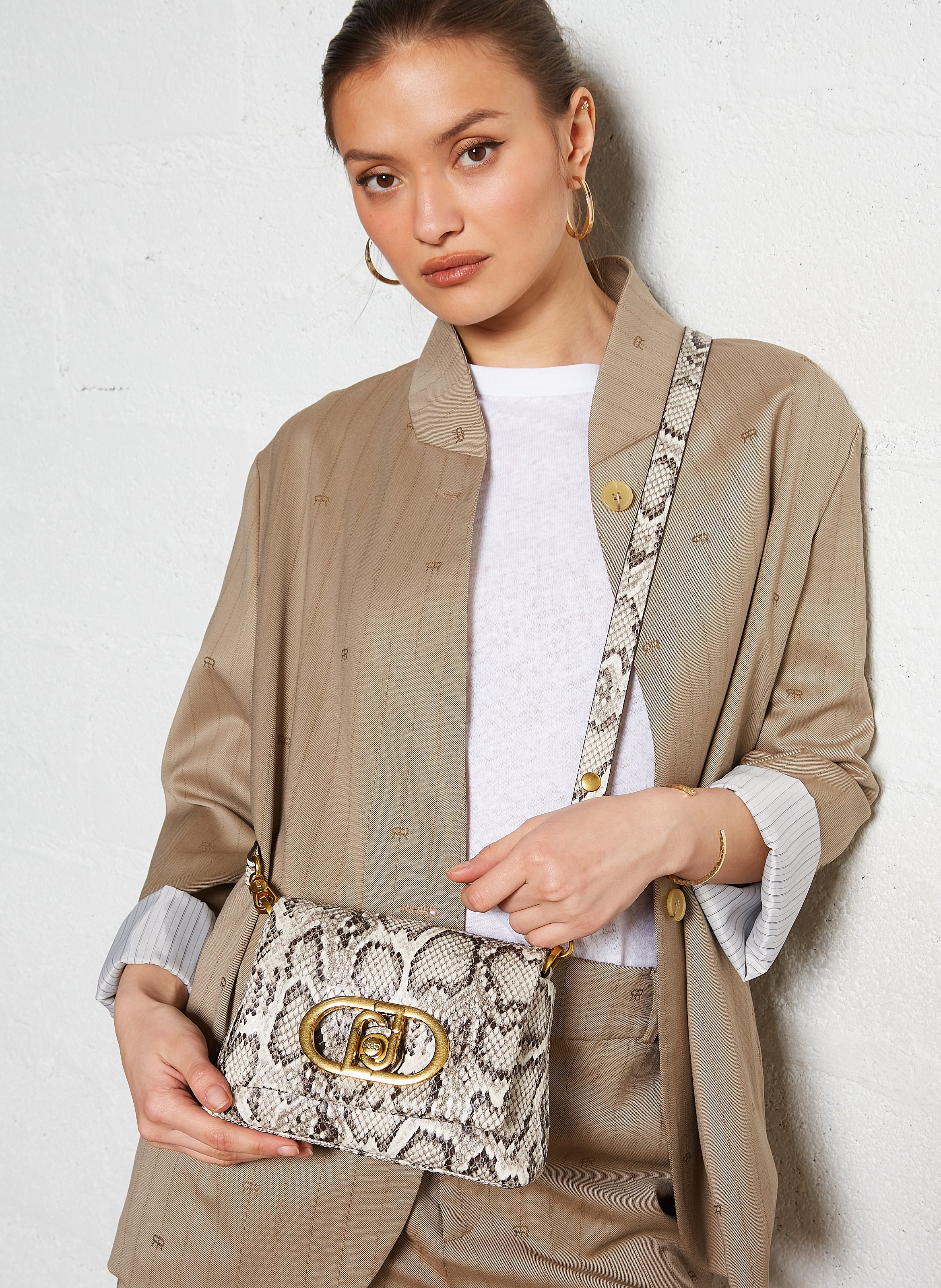 Sac porté éoaule imprimé python LIU JO Marron