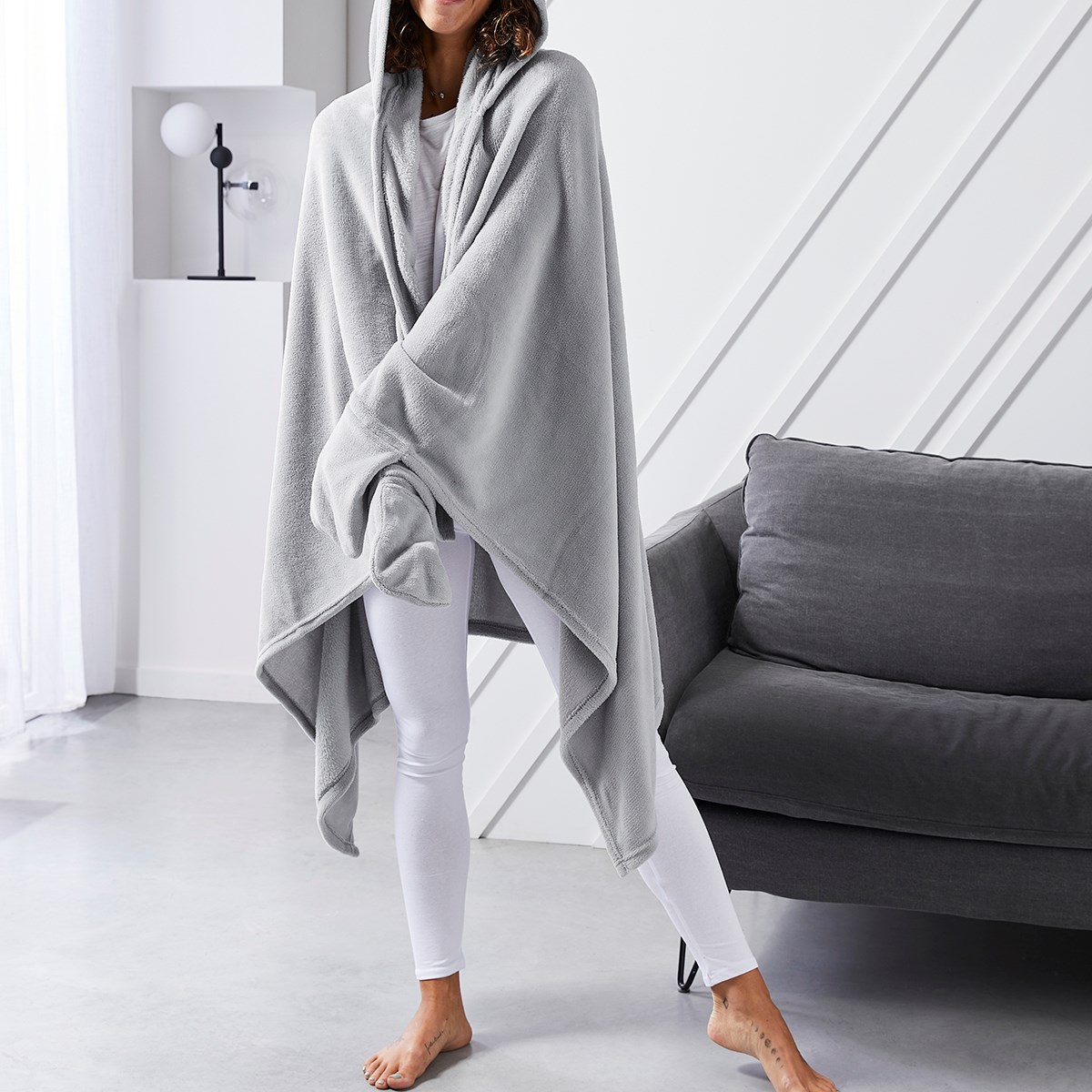 Plain hooded throw TODAY LINGE DE MAISON Grey