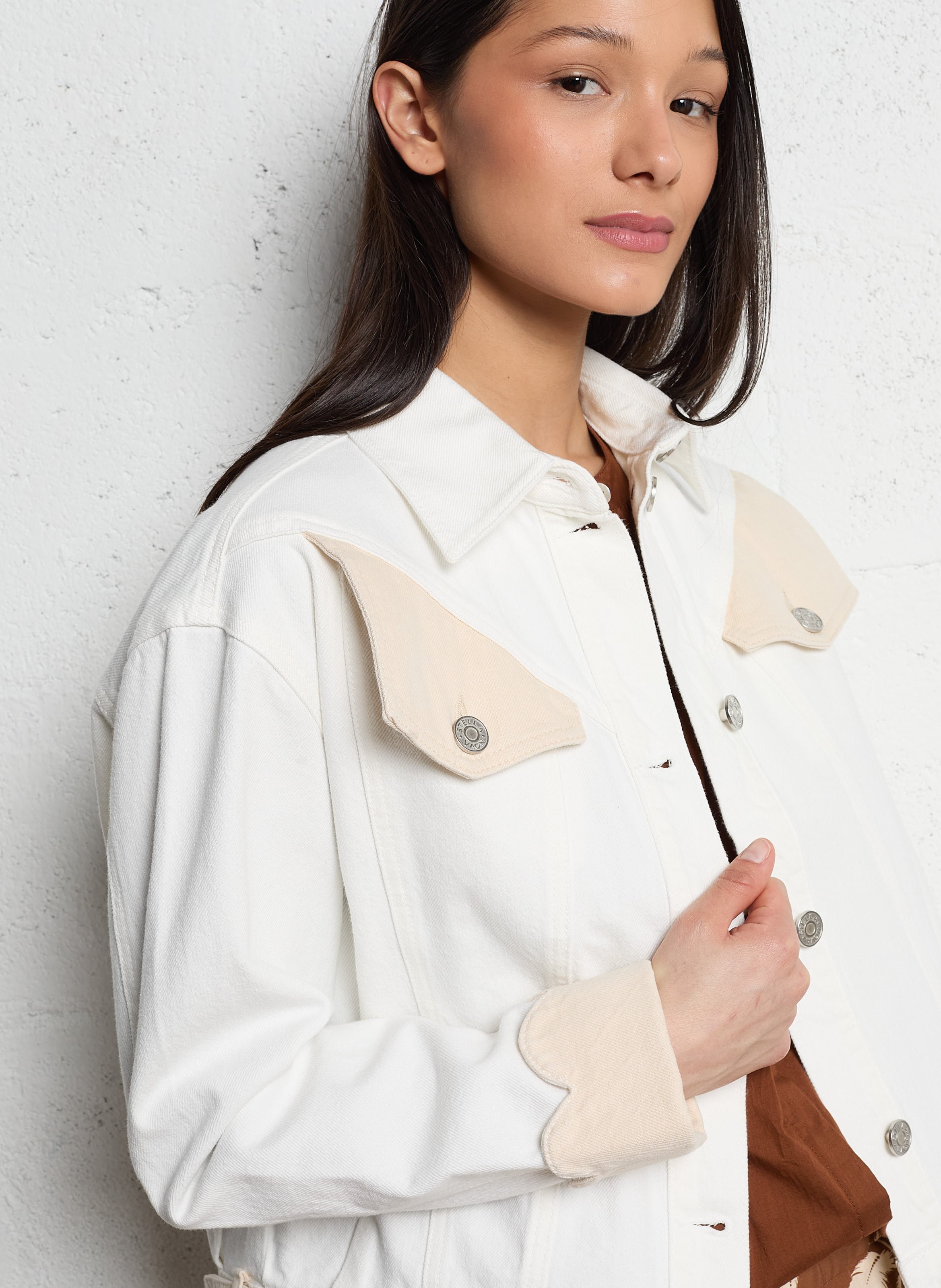 Jacket with classic cotton denim collar STELLA NOVA White