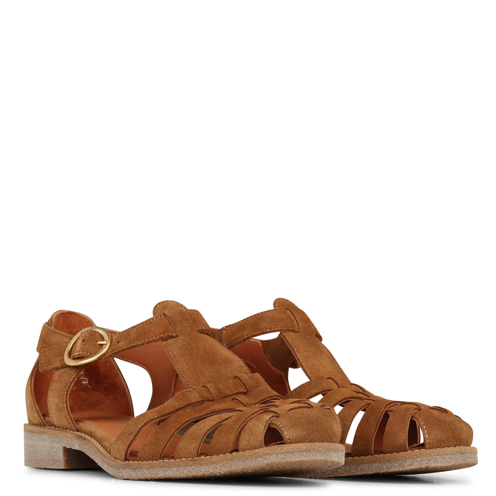Flache Sandalen aus Veloursleder MAISON TOUFET Beige