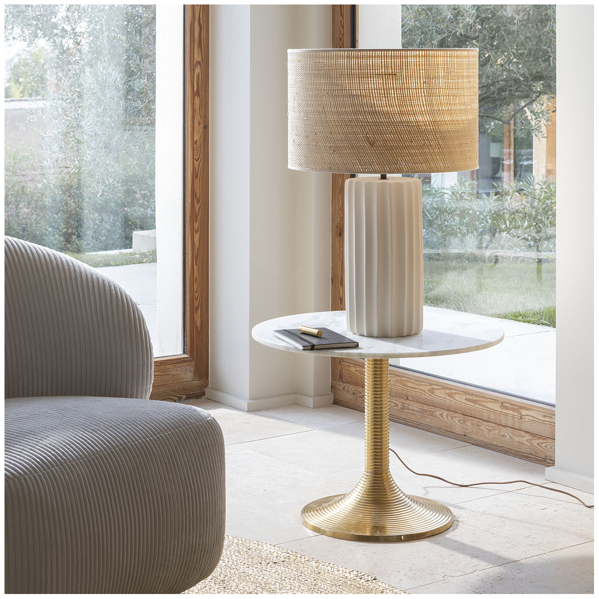 Pied de lampe céramique BLANC D'IVOIRE Blanc