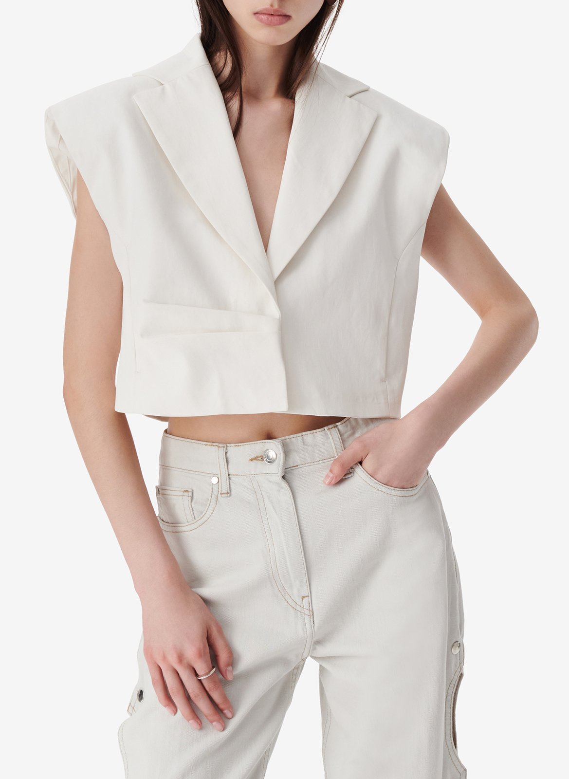 Sleeveless denim shirt with classic collar IRO White