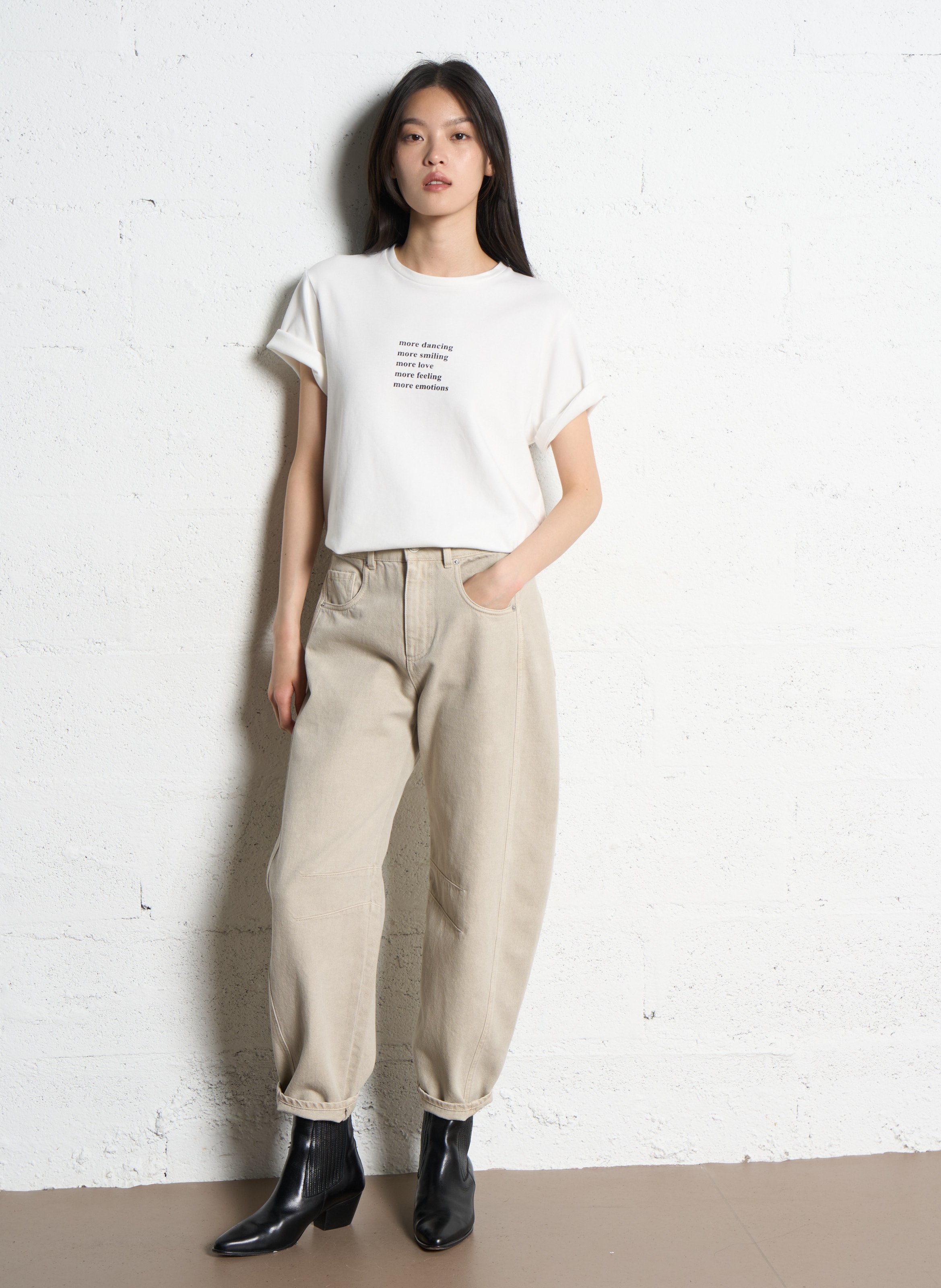 Baumwoll-Pullover mit Rundhalsausschnitt IKKS Weiss