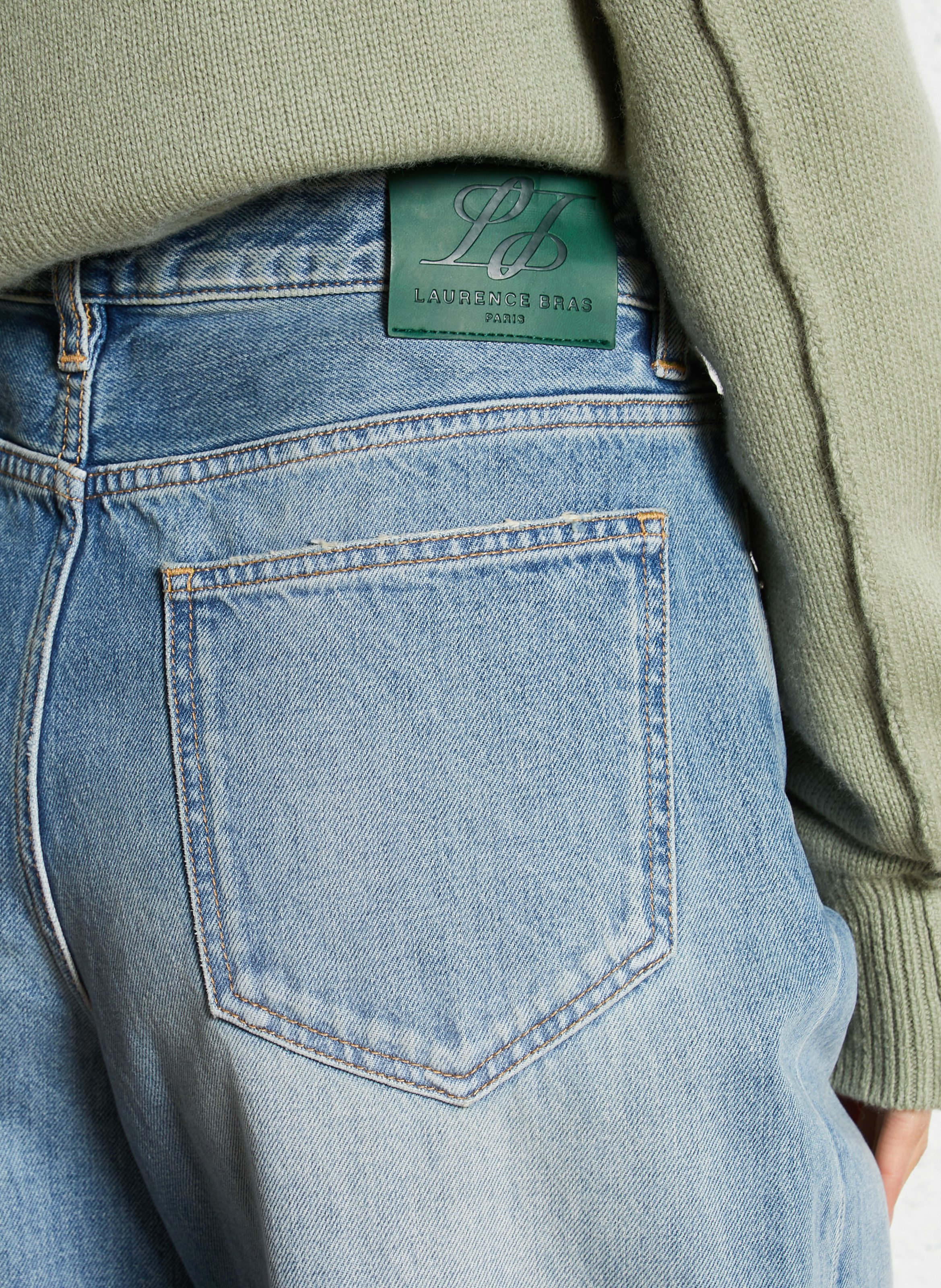 Jean droit en coton LAURENCE BRAS Bleu