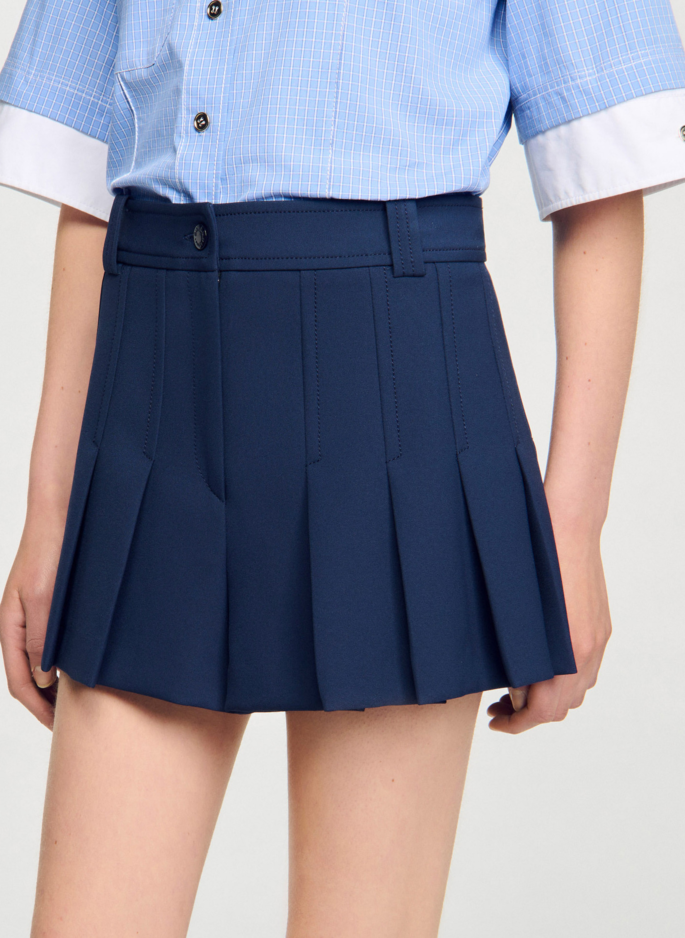 Short court plissé SANDRO Bleu