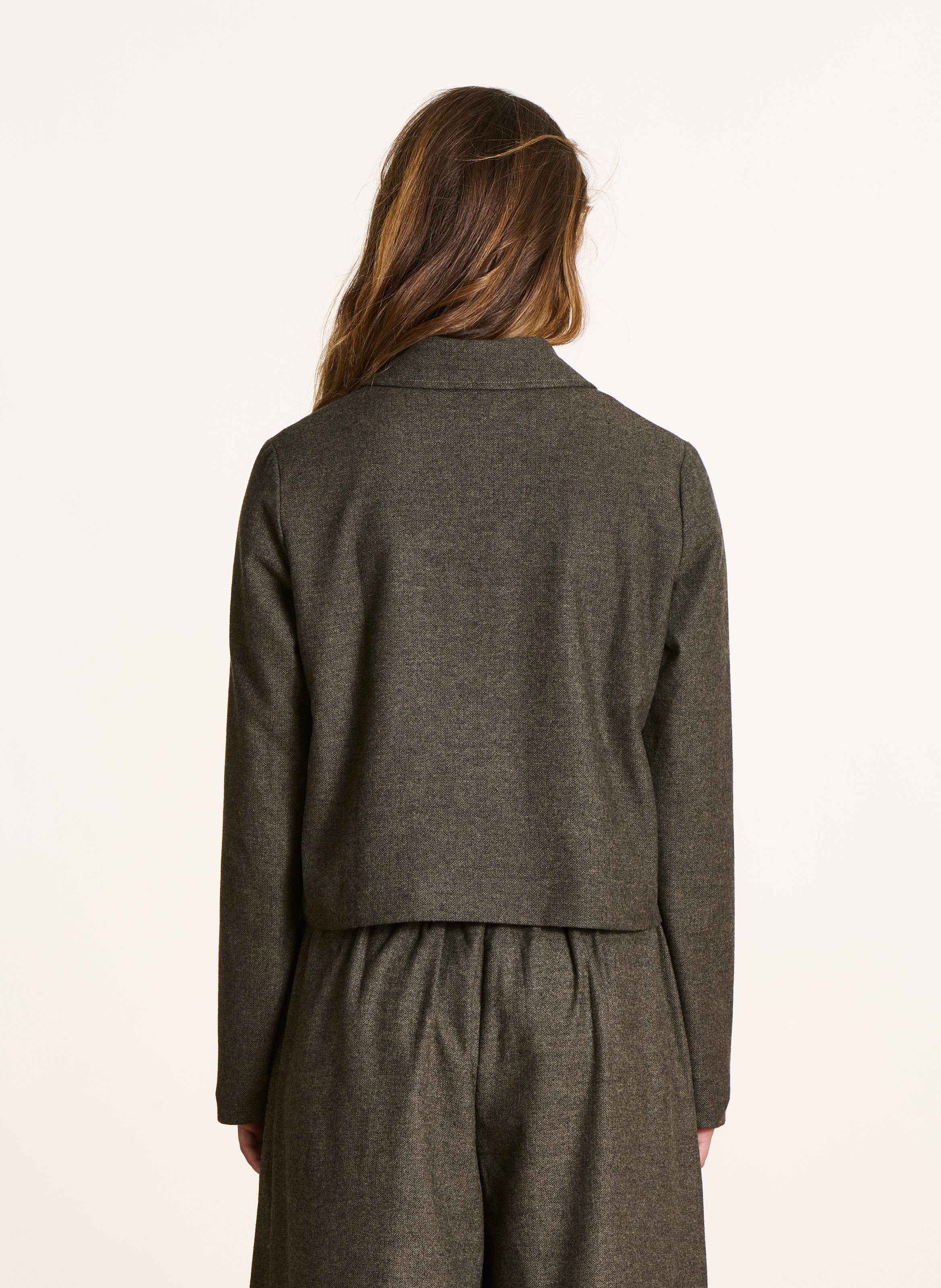 Jacket with shirt collar in blended cotton LA FEE MARABOUTEE Brown