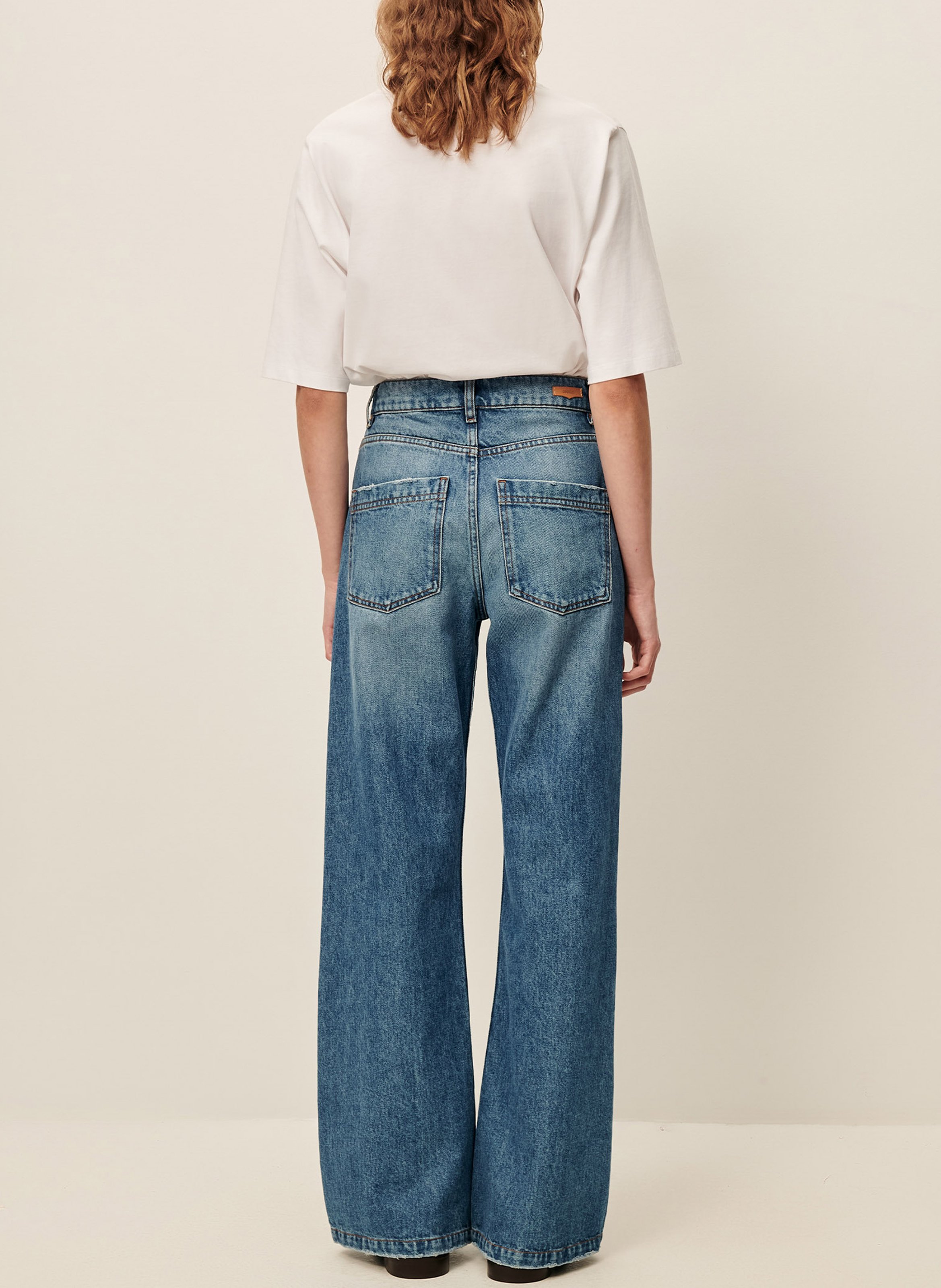 Bootcut stretchjeans met verwassen look   SESSUN Blauw