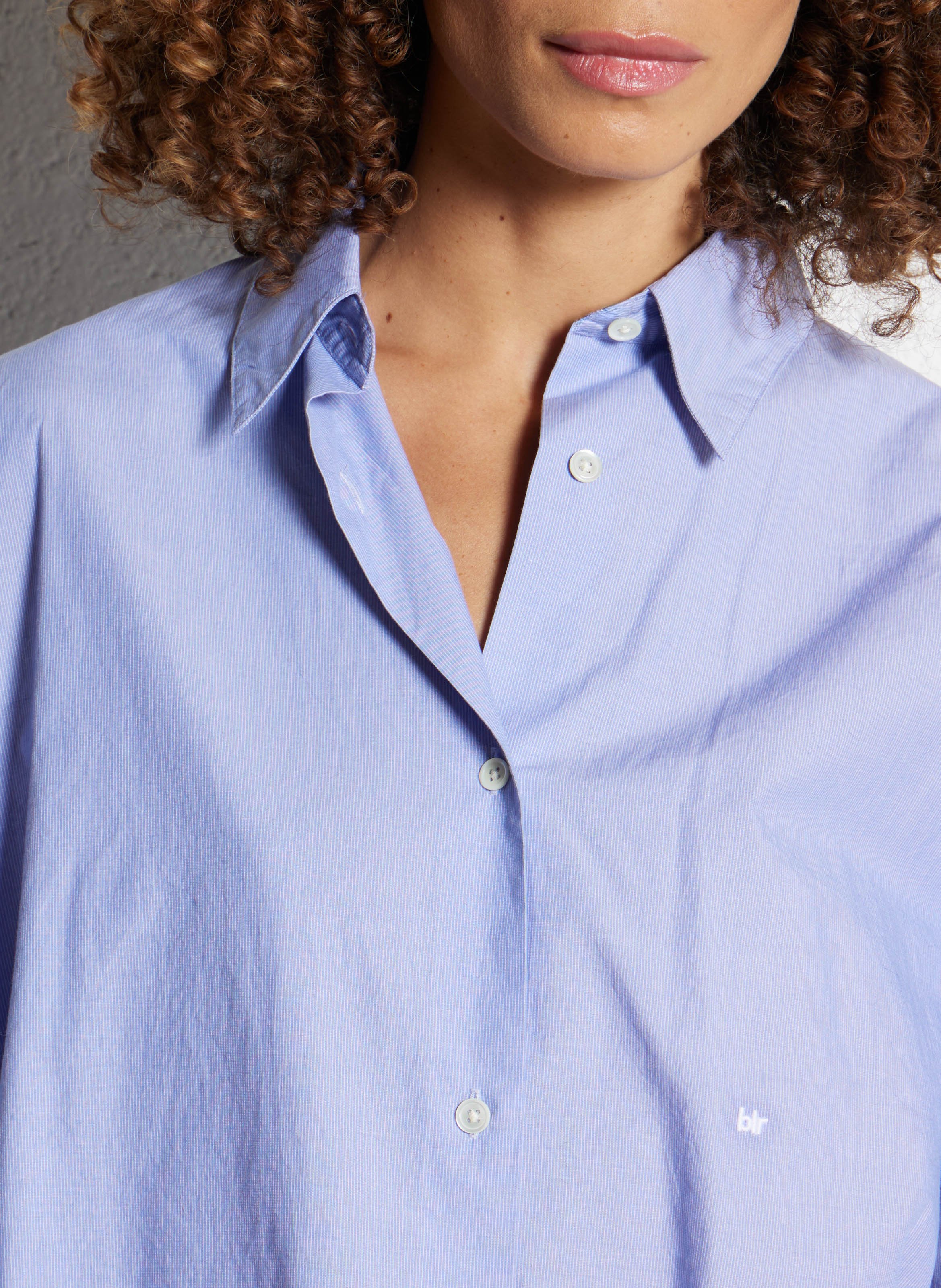 Oversized gestreept overhemd met verstelbare pasvorm BELLEROSE Blauw