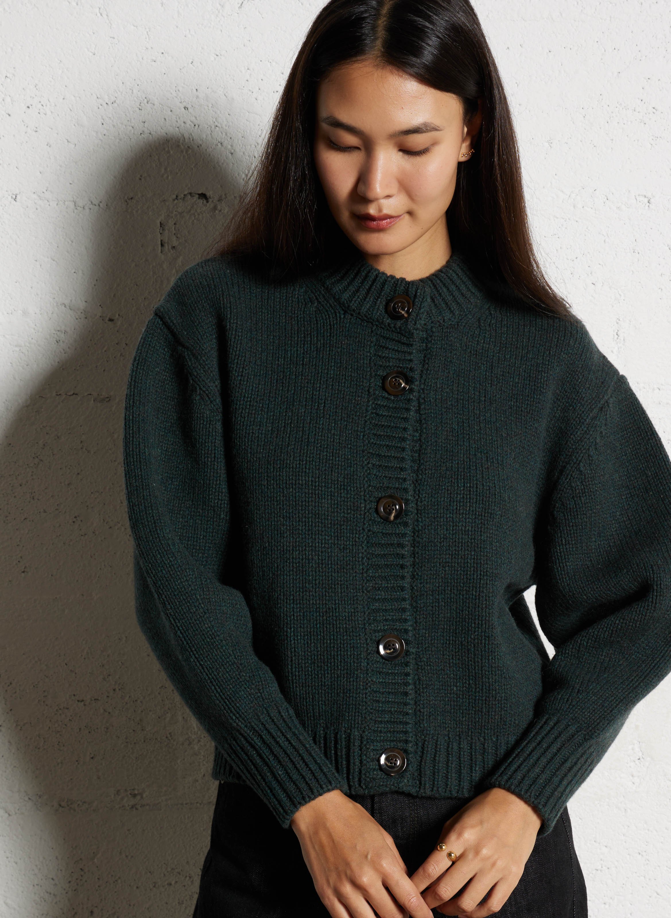 Cardigan col rond en laine SOEUR Vert