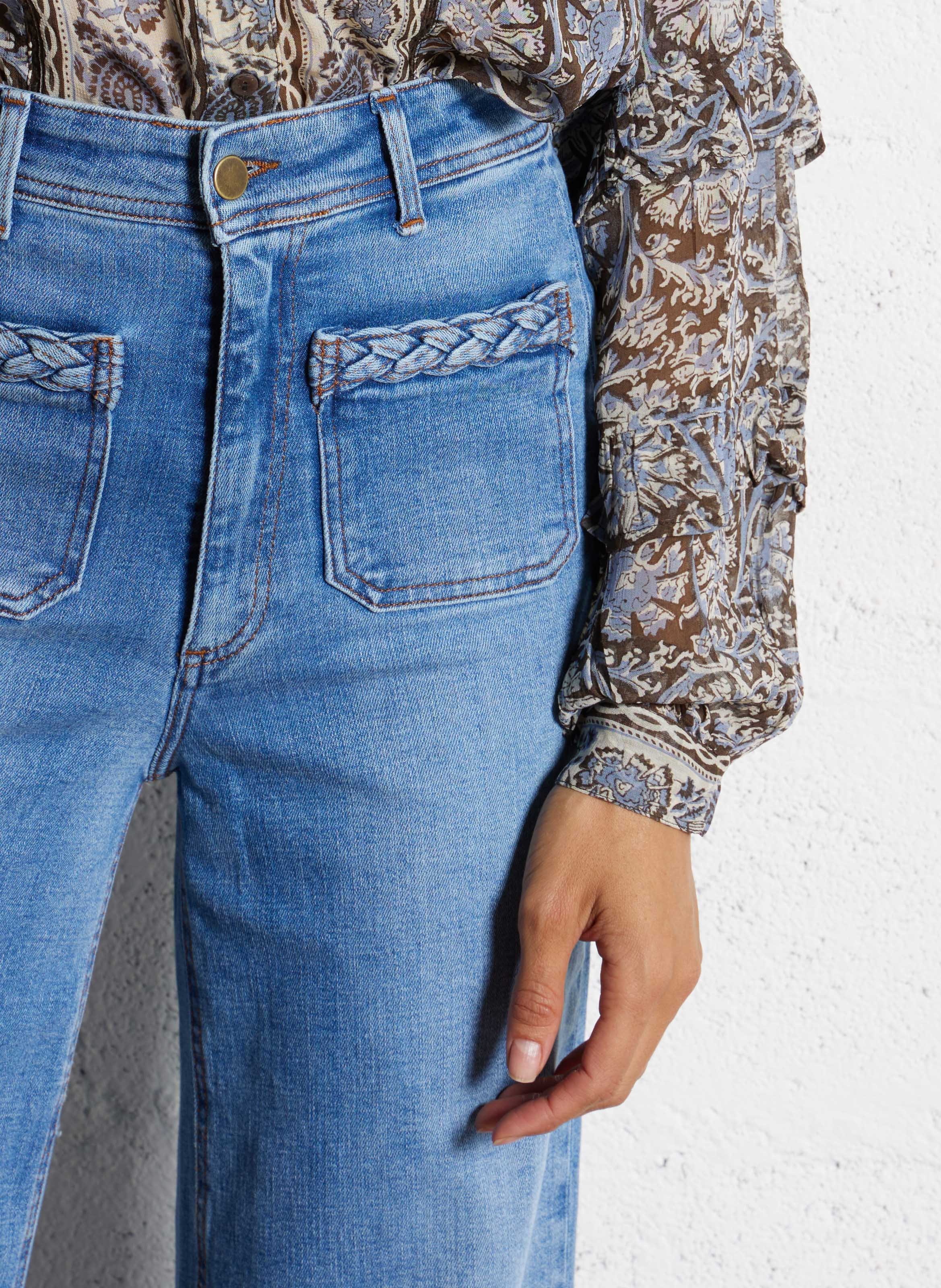 Wijde uitlopende jeans met gevlochten zakken MAISON HOTEL Blauw