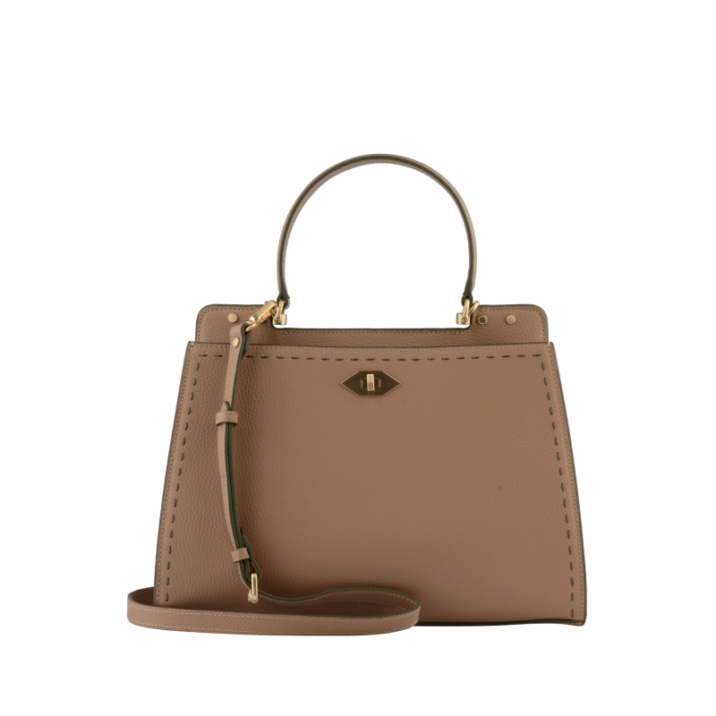 Handbag - cowhide leather POURCHET Brown