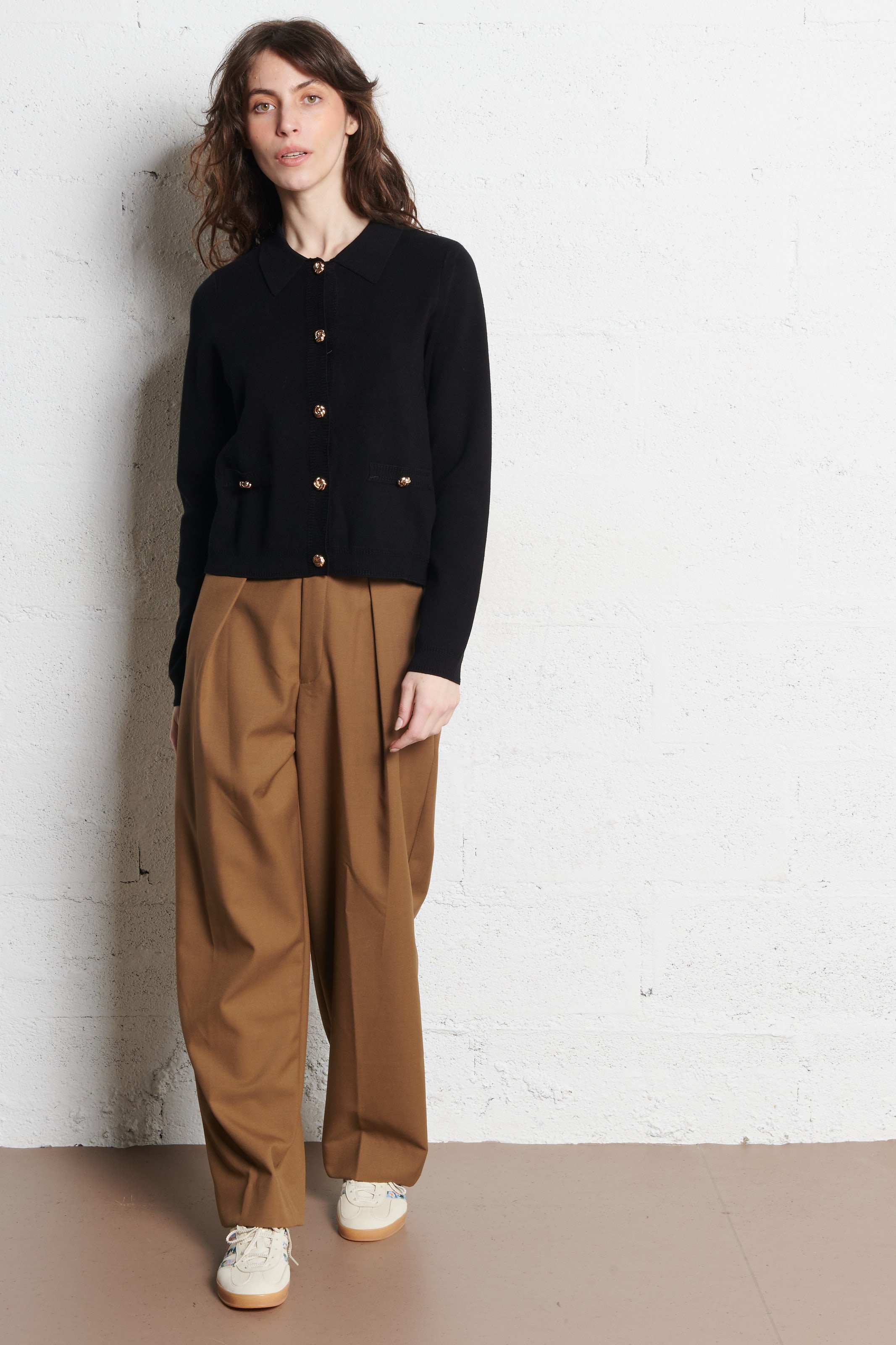 Straight cardigan with classic collar PETITE MENDIGOTE Black