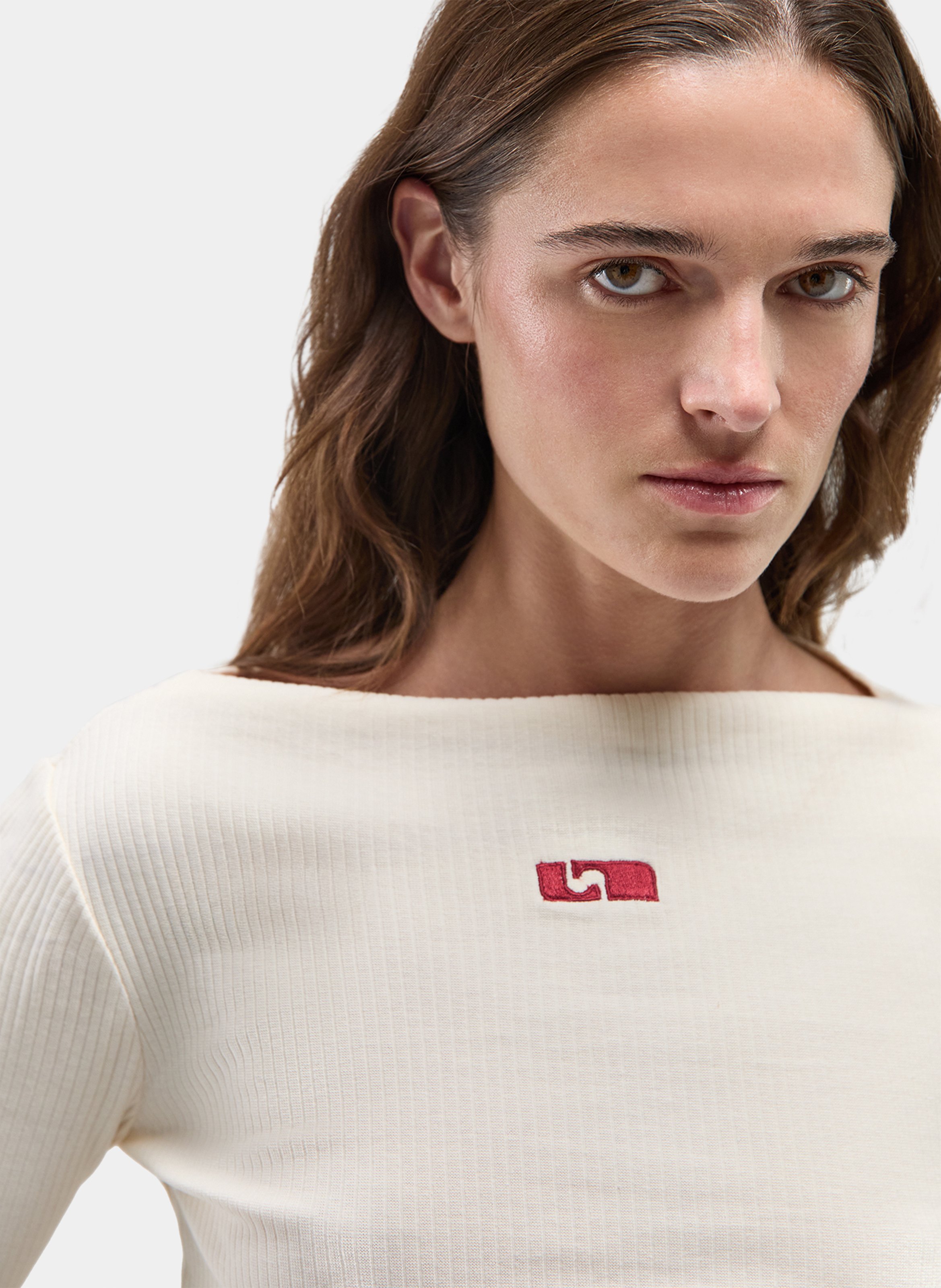 Fitted Boat Neck T-shirt LAAGAM Beige