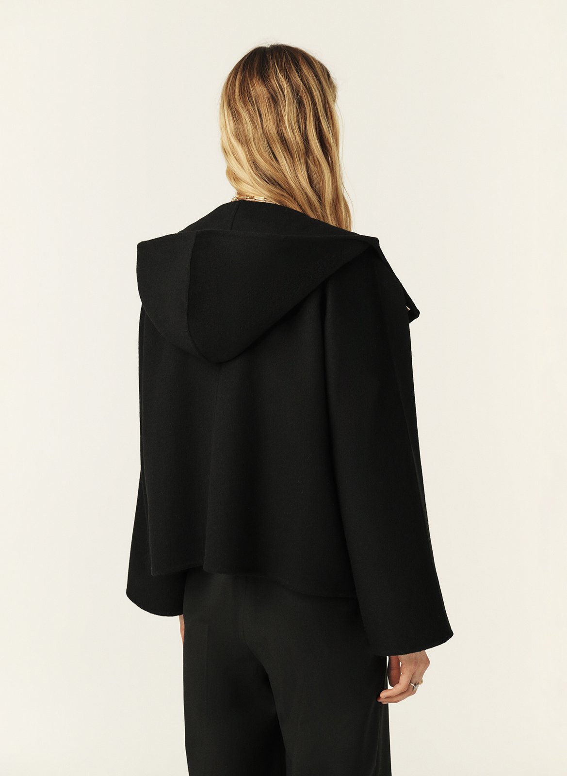 Manteau ample col montant en laine mélangée BA&SH Noir